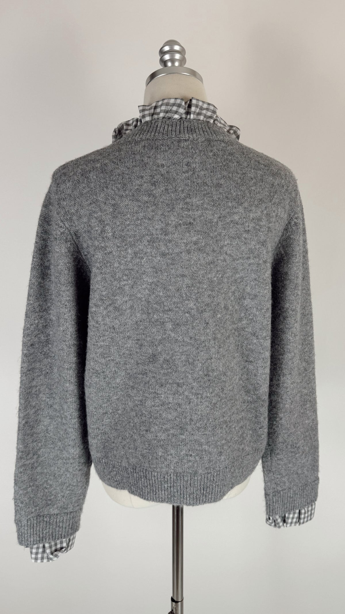 Stephanie Grey Wool Ruffle Cardigan