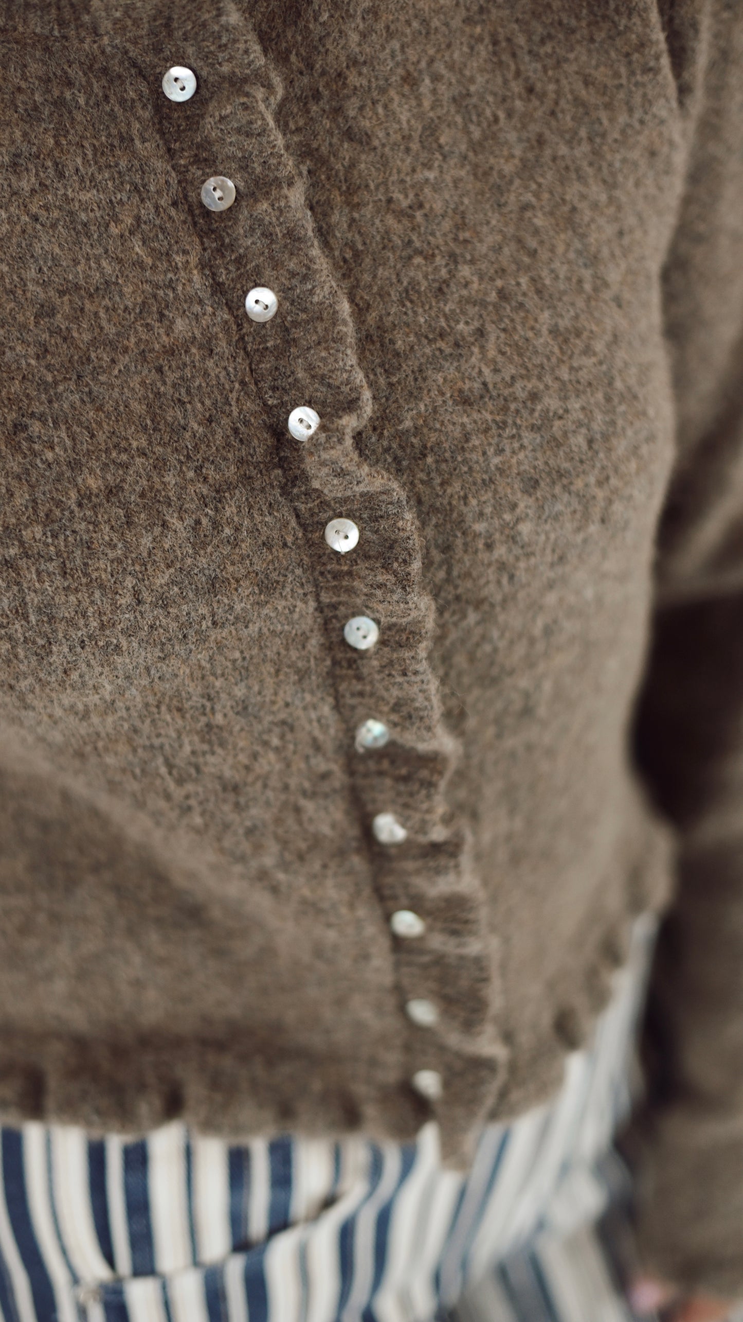 Mavis Mocha Ruffle Cardigan