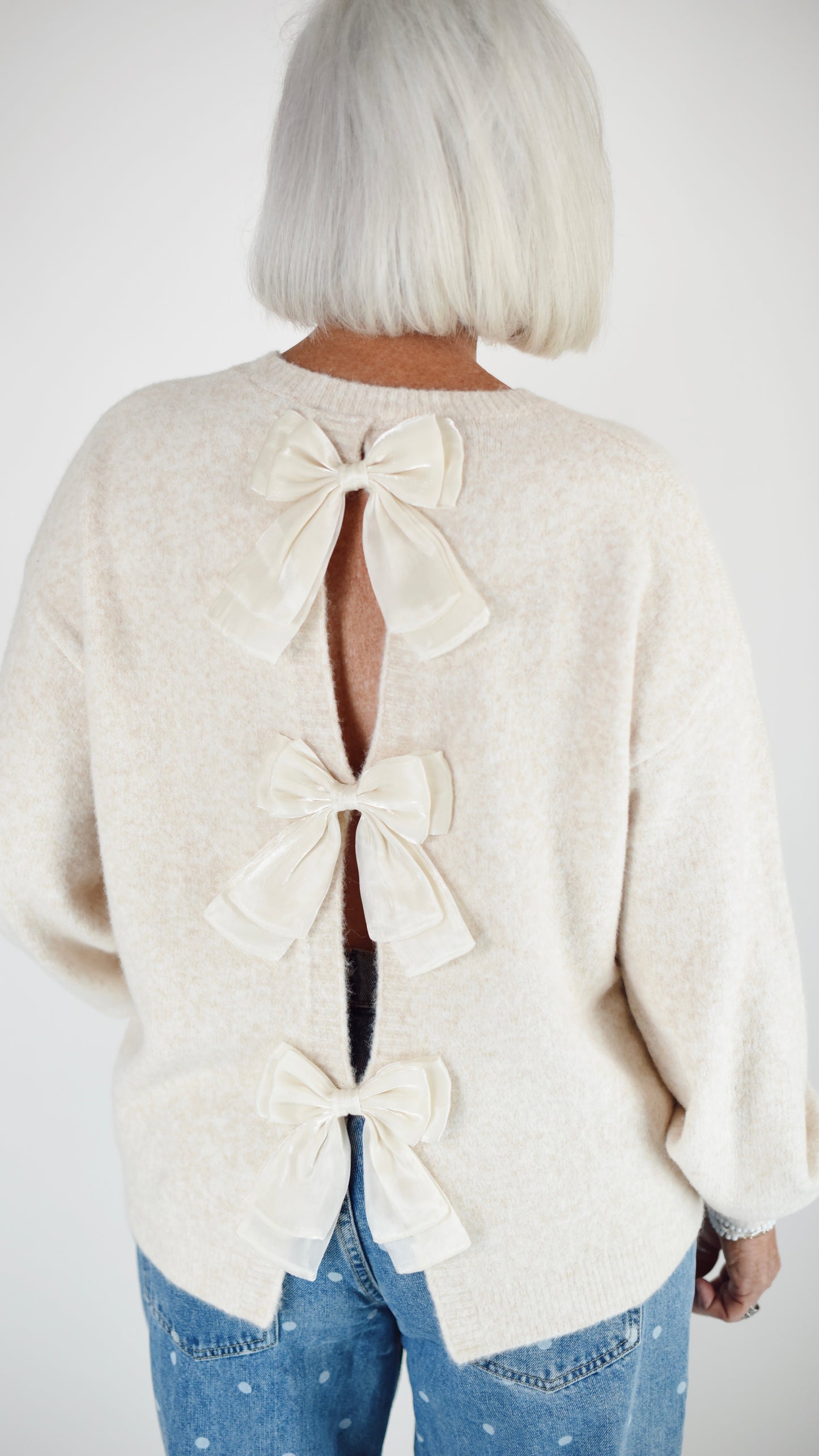 Miranda Bow Back Cream Sweater