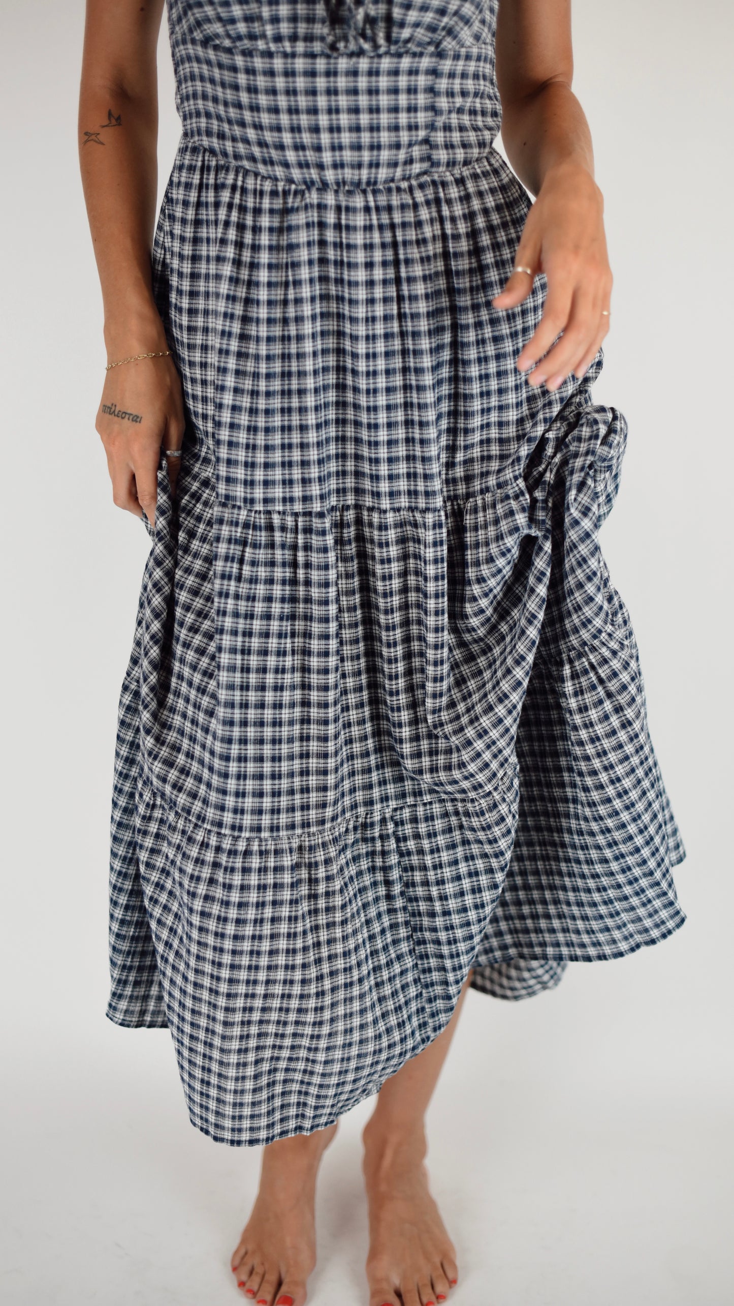 Fiona Corset Blue Plaid Dress