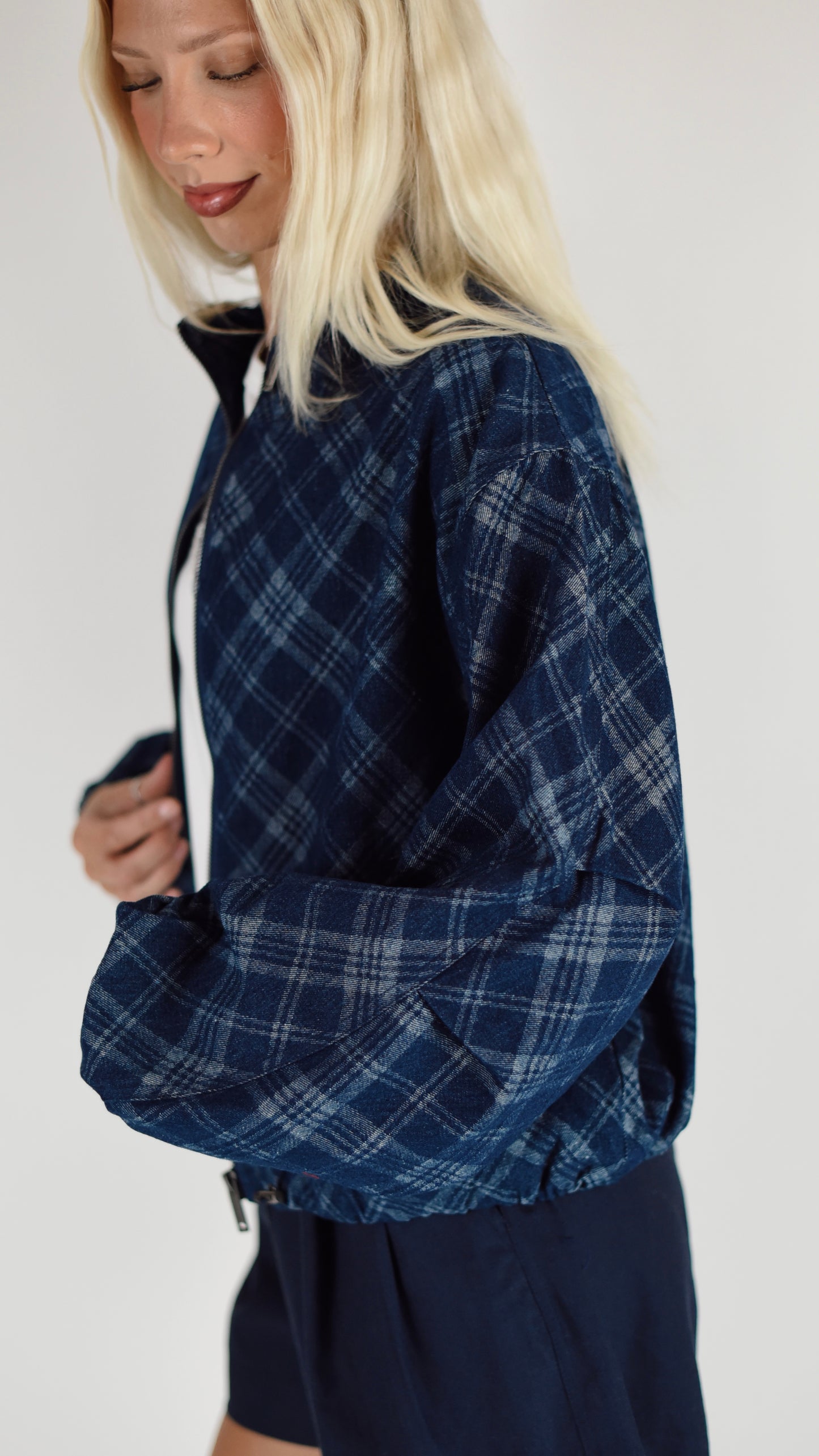 Harriet Navy Plaid Jacket