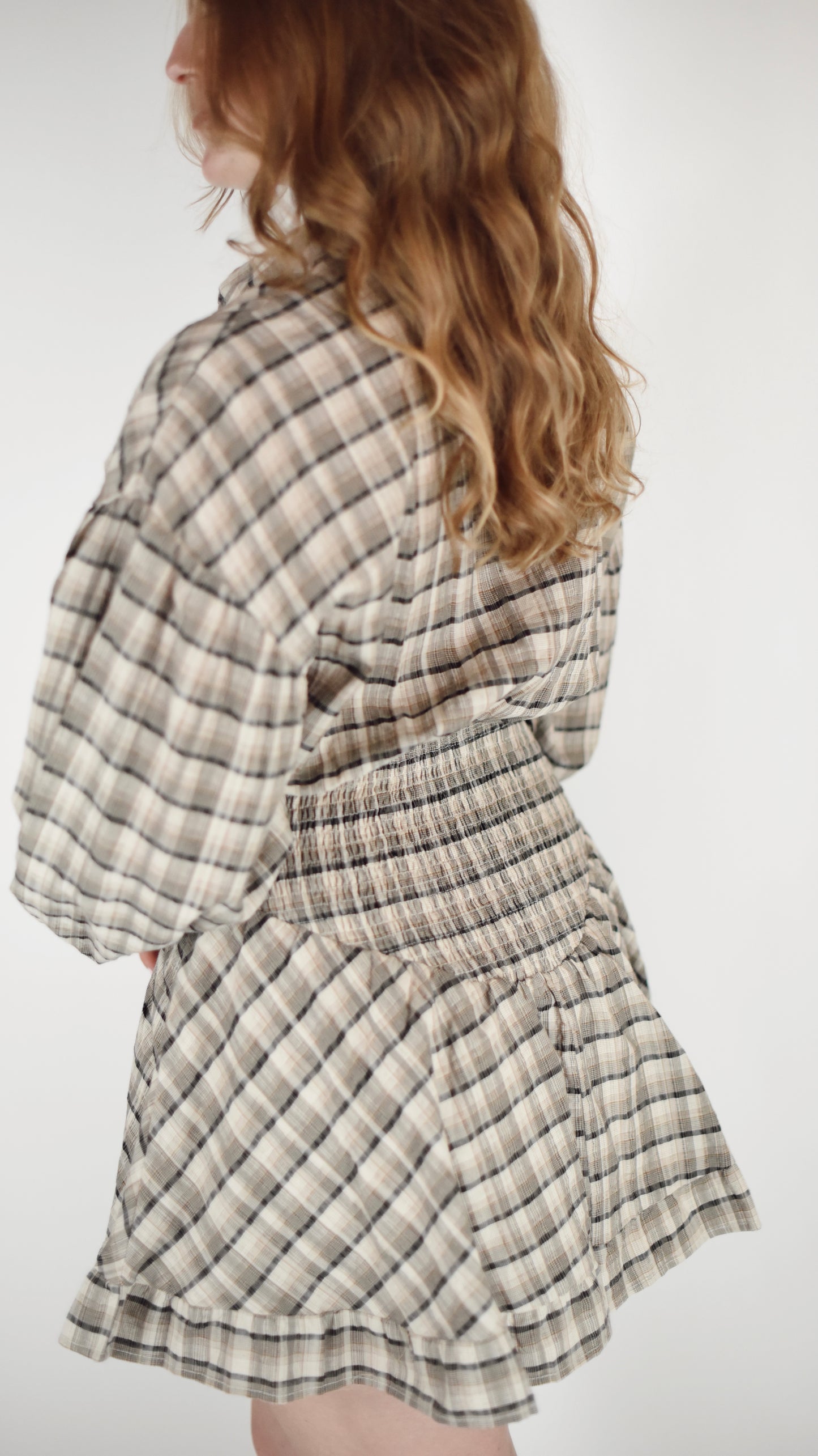 Shirley Plaid Basque Mini Dress