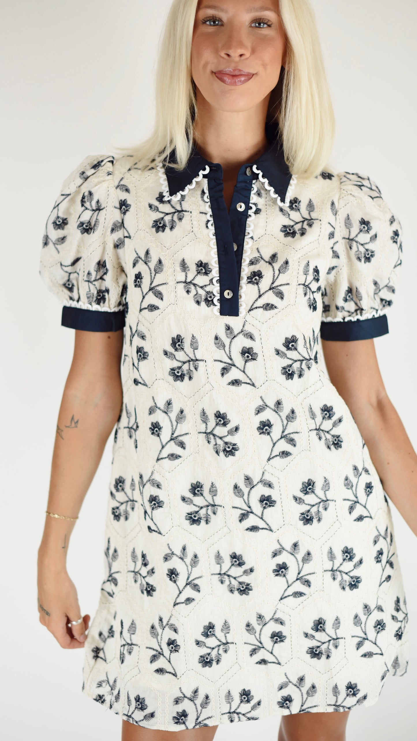 Daphne Navy Cream Dress