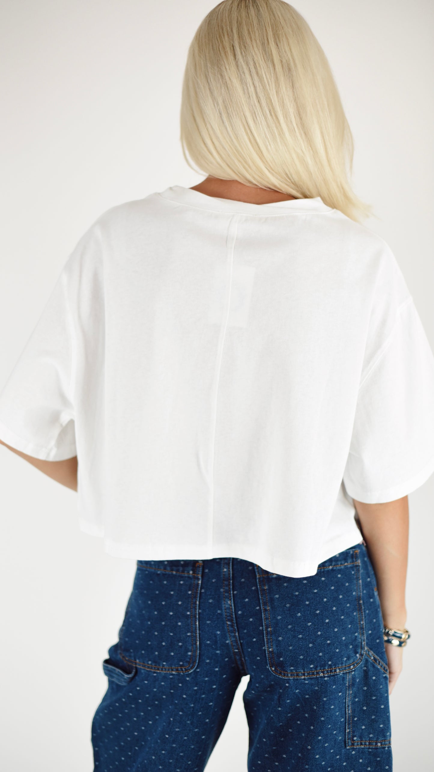 Annie Football Embroidered Cropped Tee