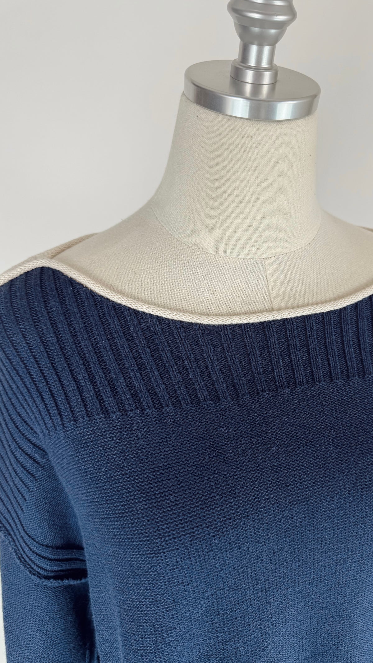 Maggie Navy Boat Neck Cotton Sweater