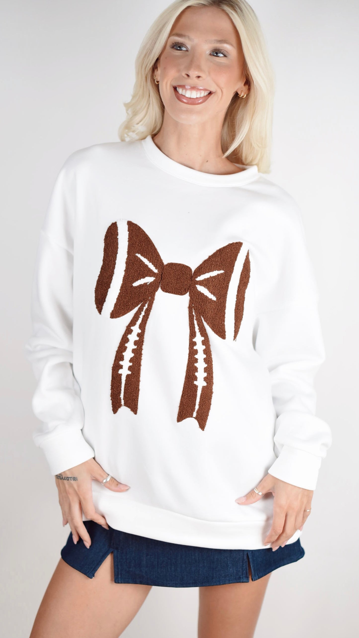 Football Bow Sweatshirt