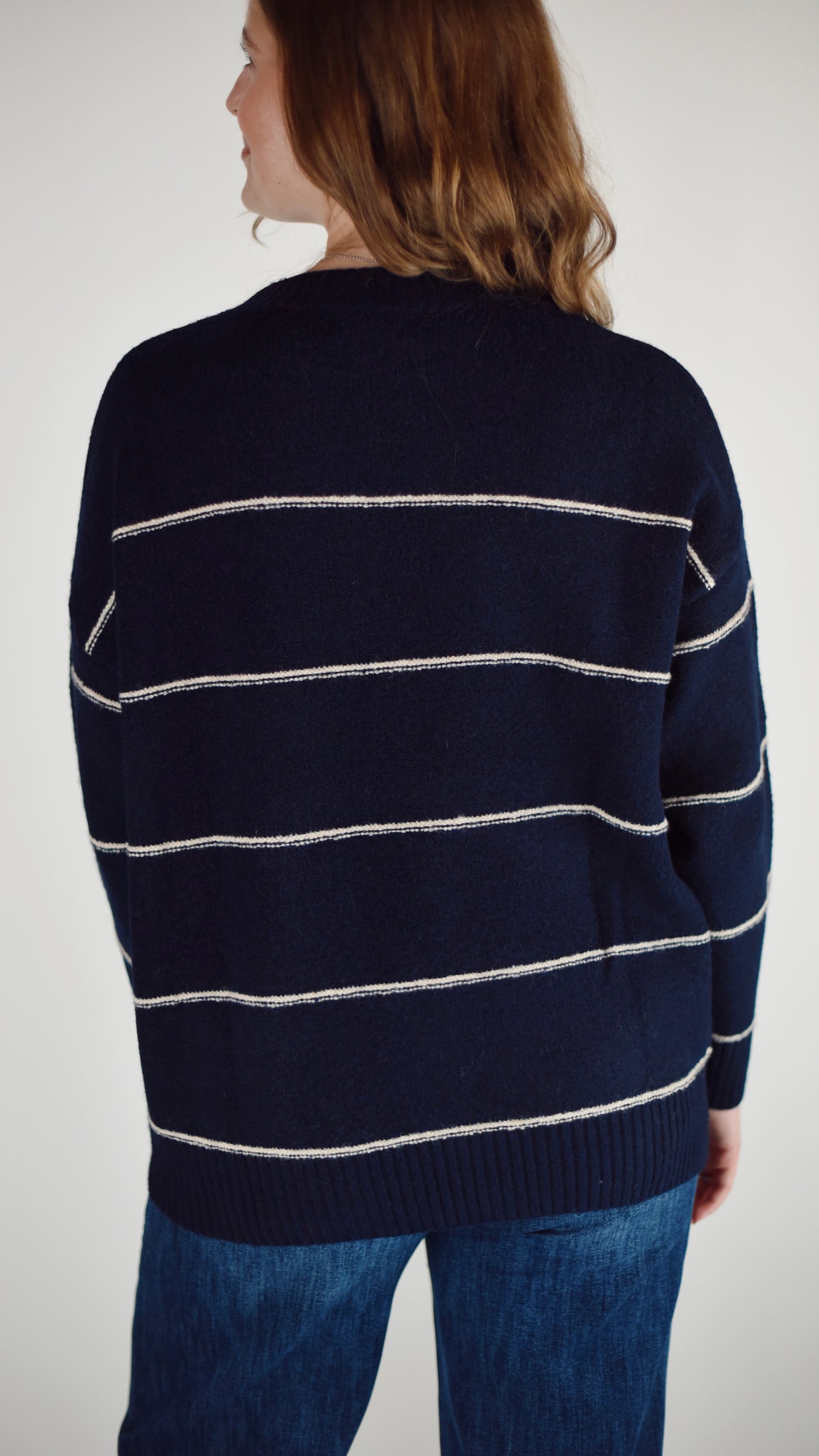 Laura Navy Stripe Crew