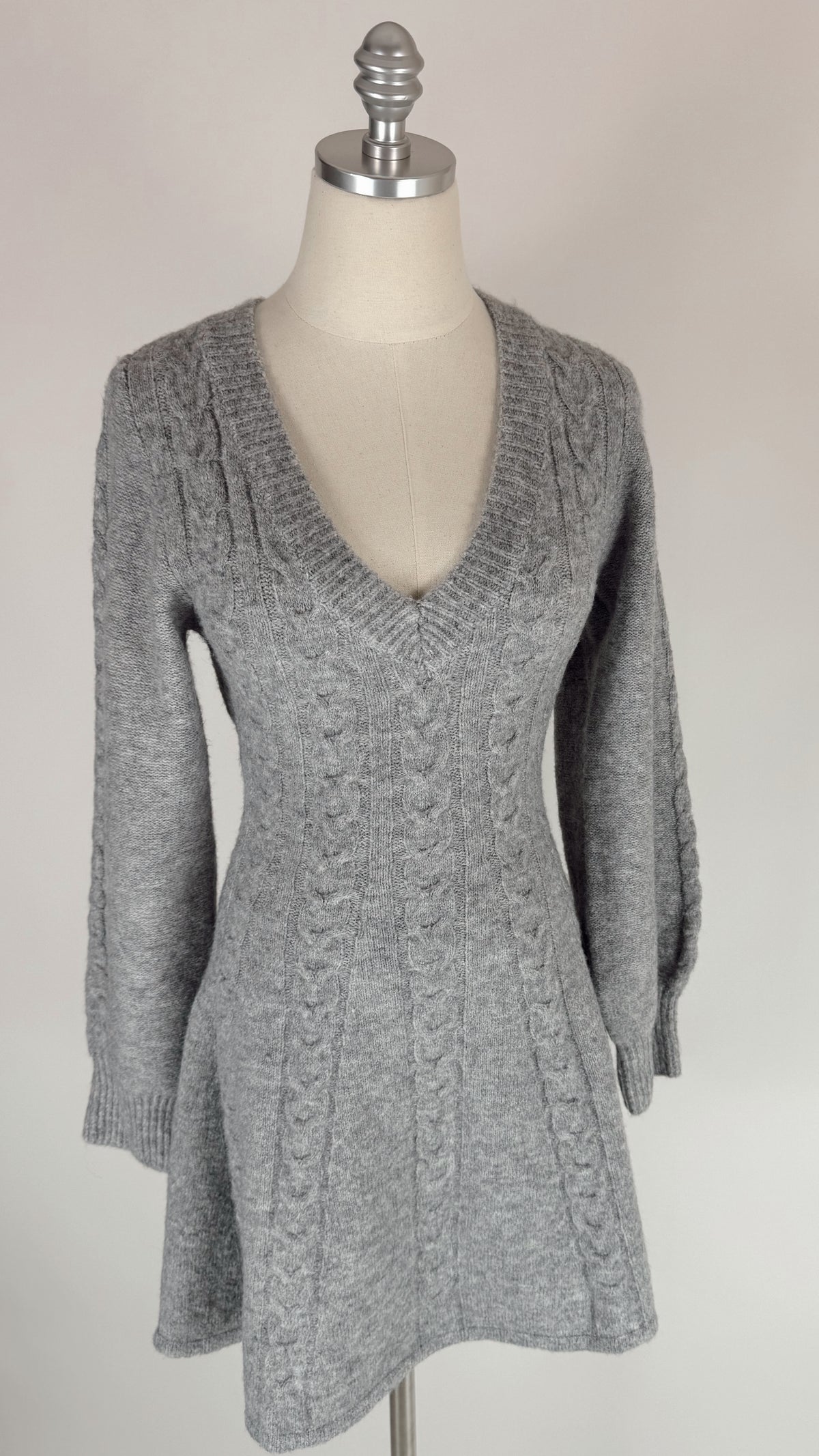 Beverly Grey Cable Sweater Dress