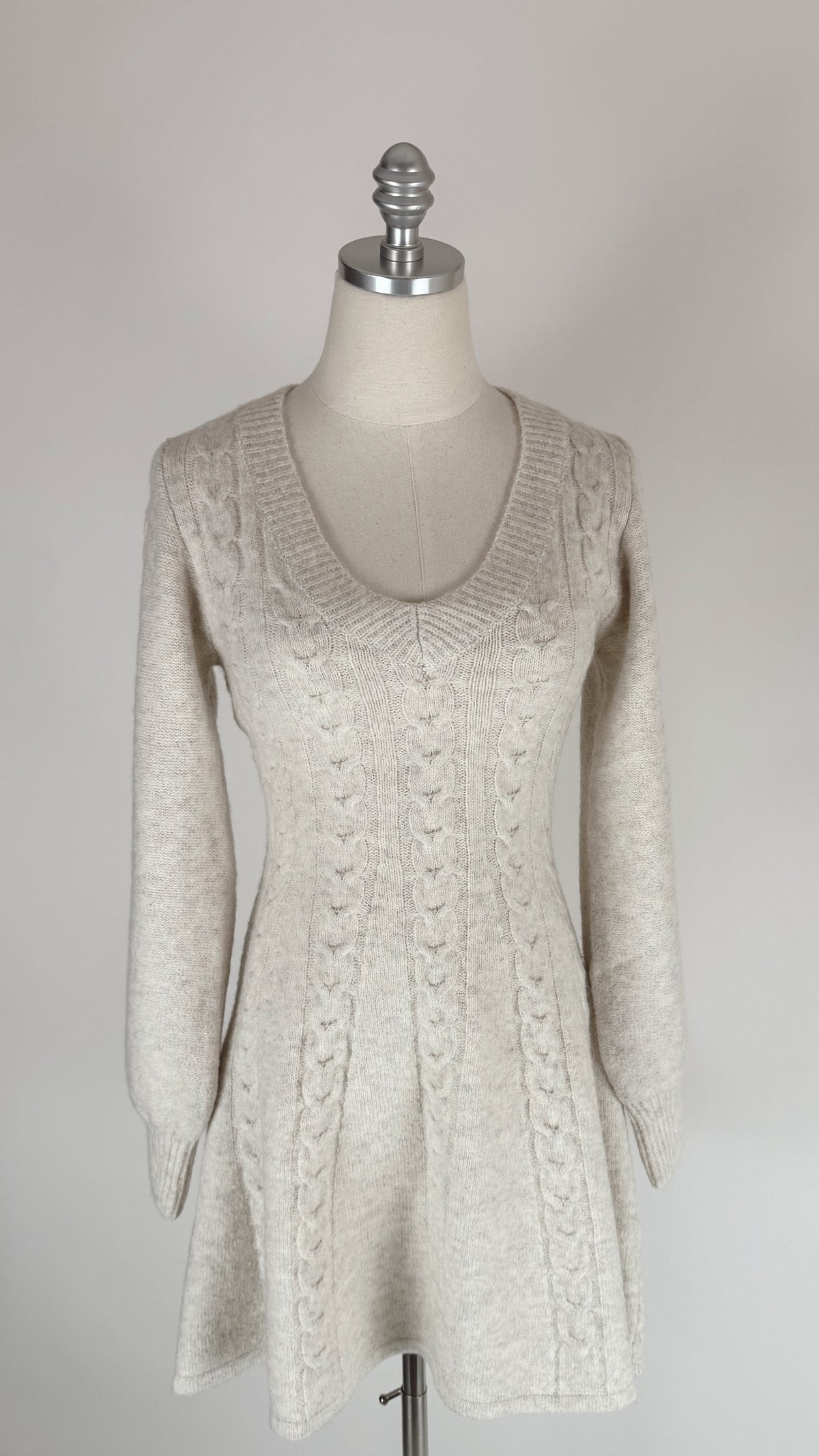 Beverly Oatmeal Cable Sweater Dress