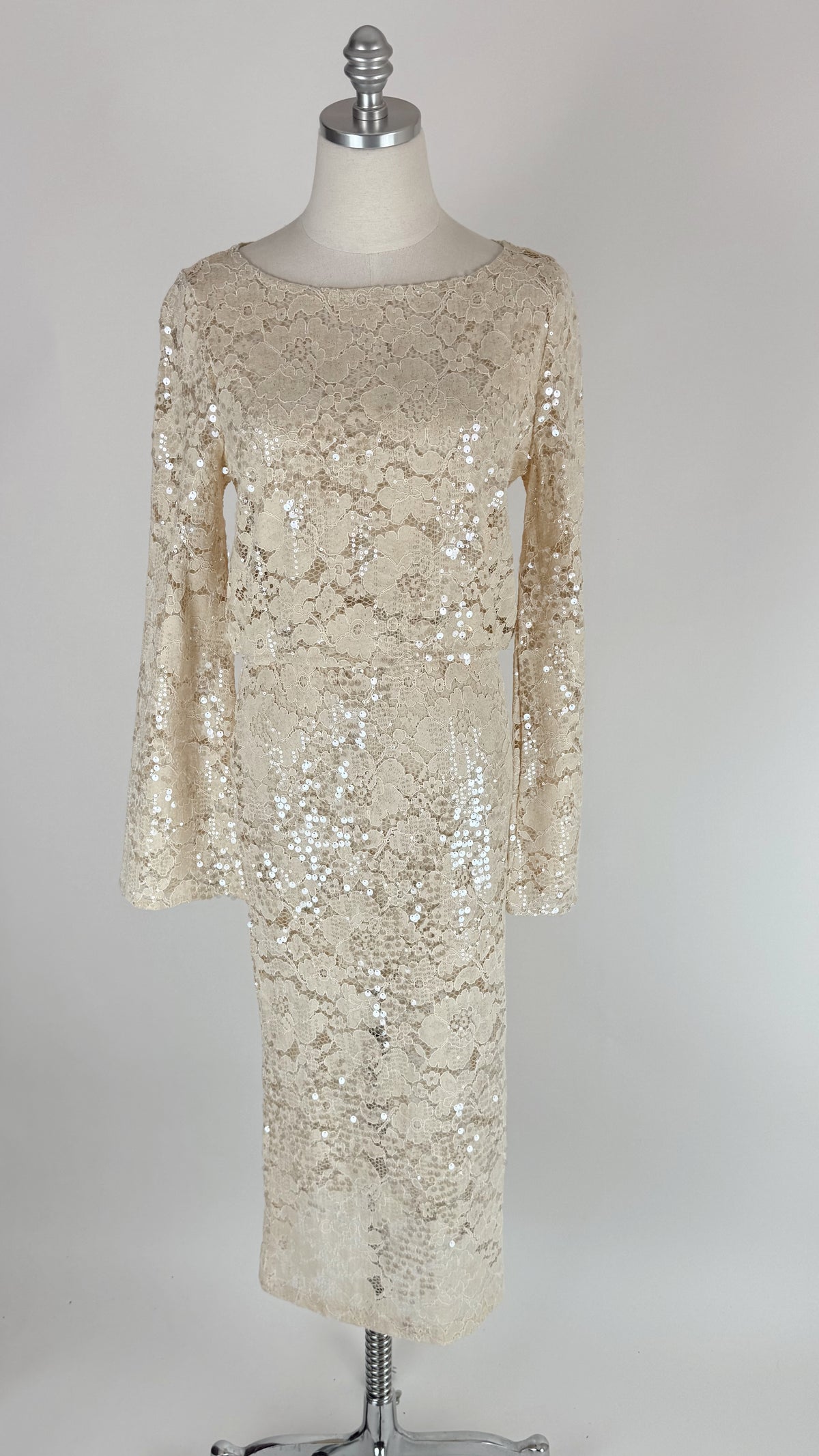 Candis Cream Lace Sequin Top
