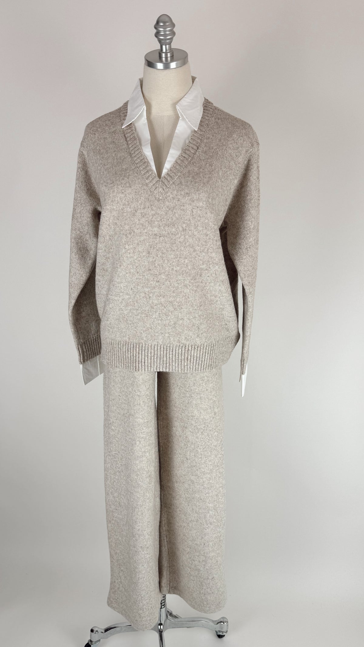 Lori Oatmeal Collard Sweater