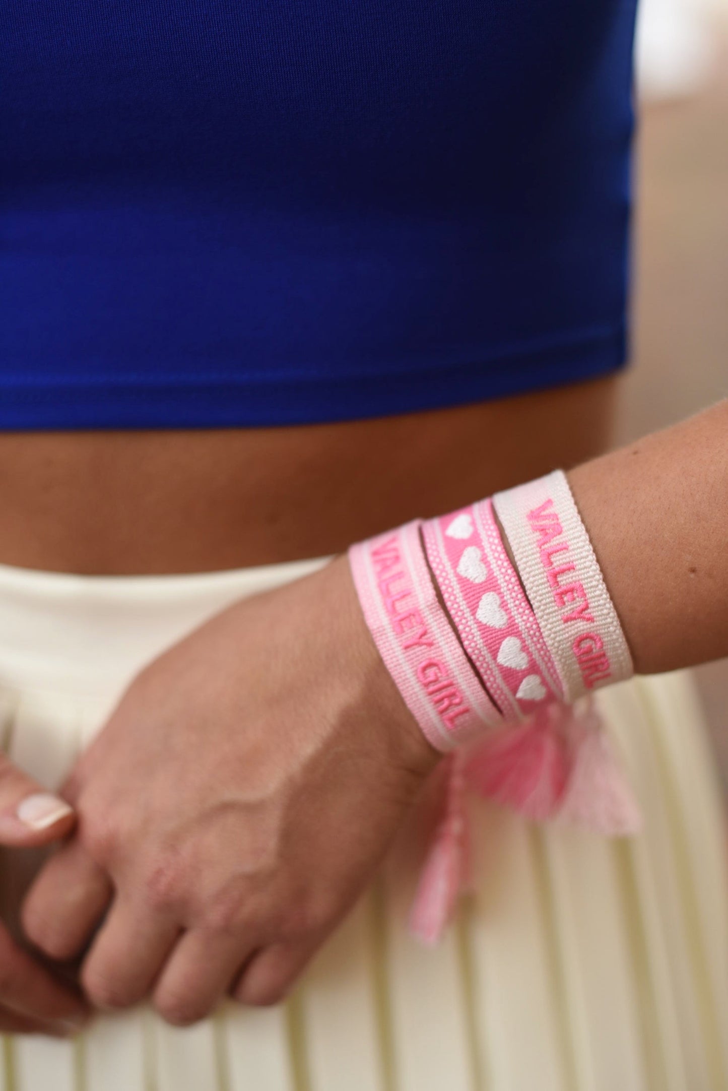 Ivory With Pink Writing Valley Girl Bracelet