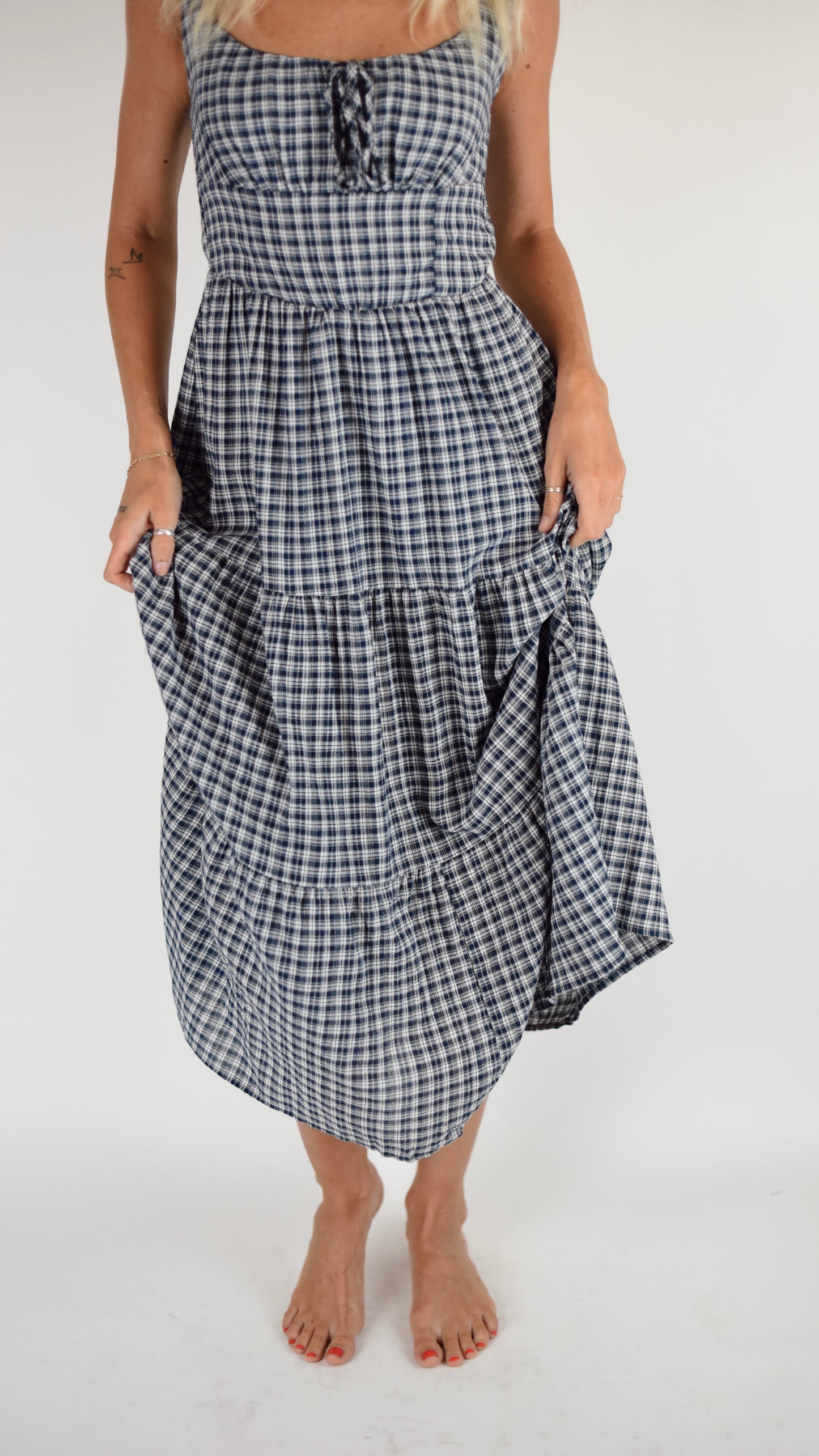 Fiona Corset Blue Plaid Dress