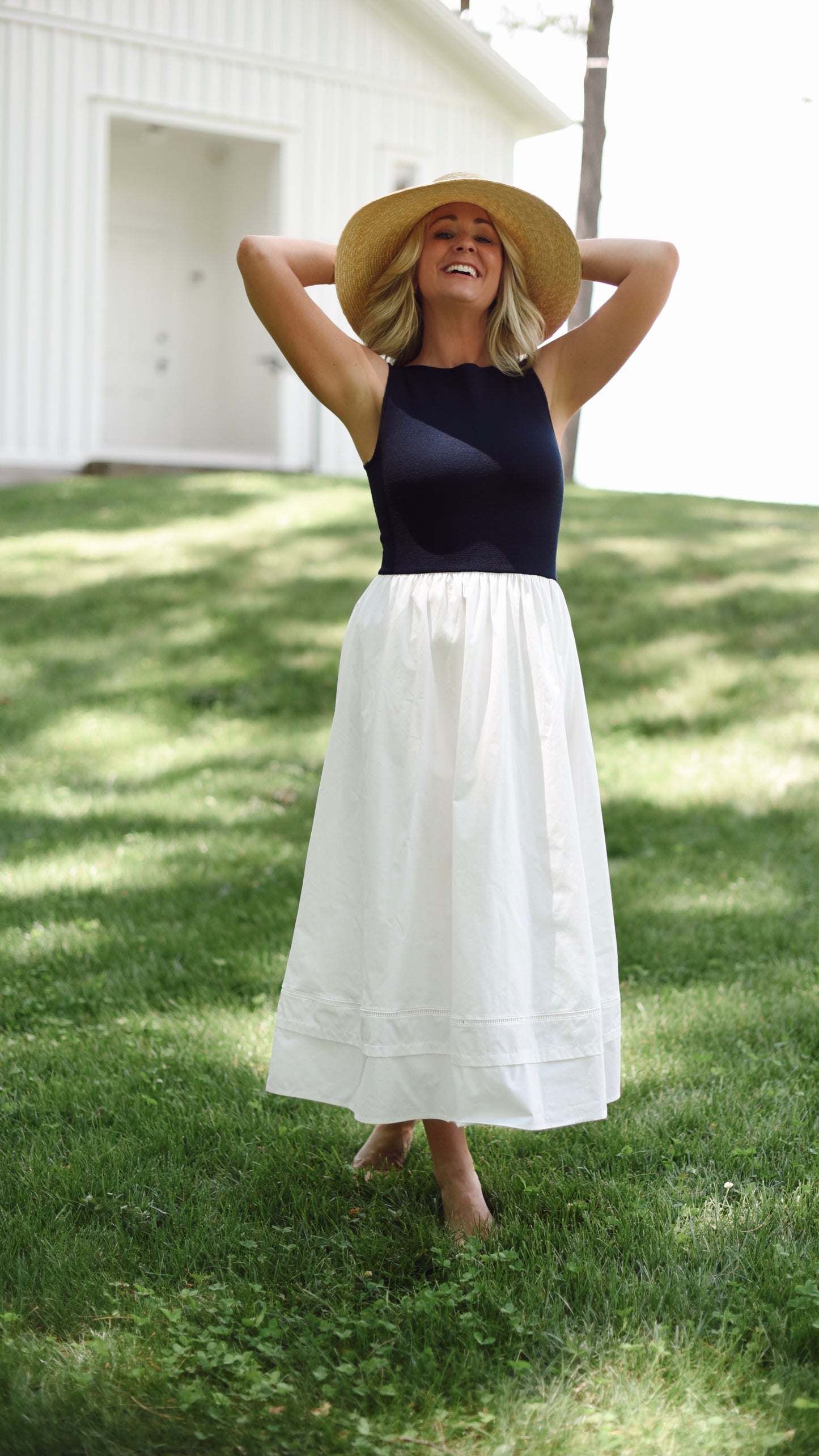 Rosa Navy and White Dress
