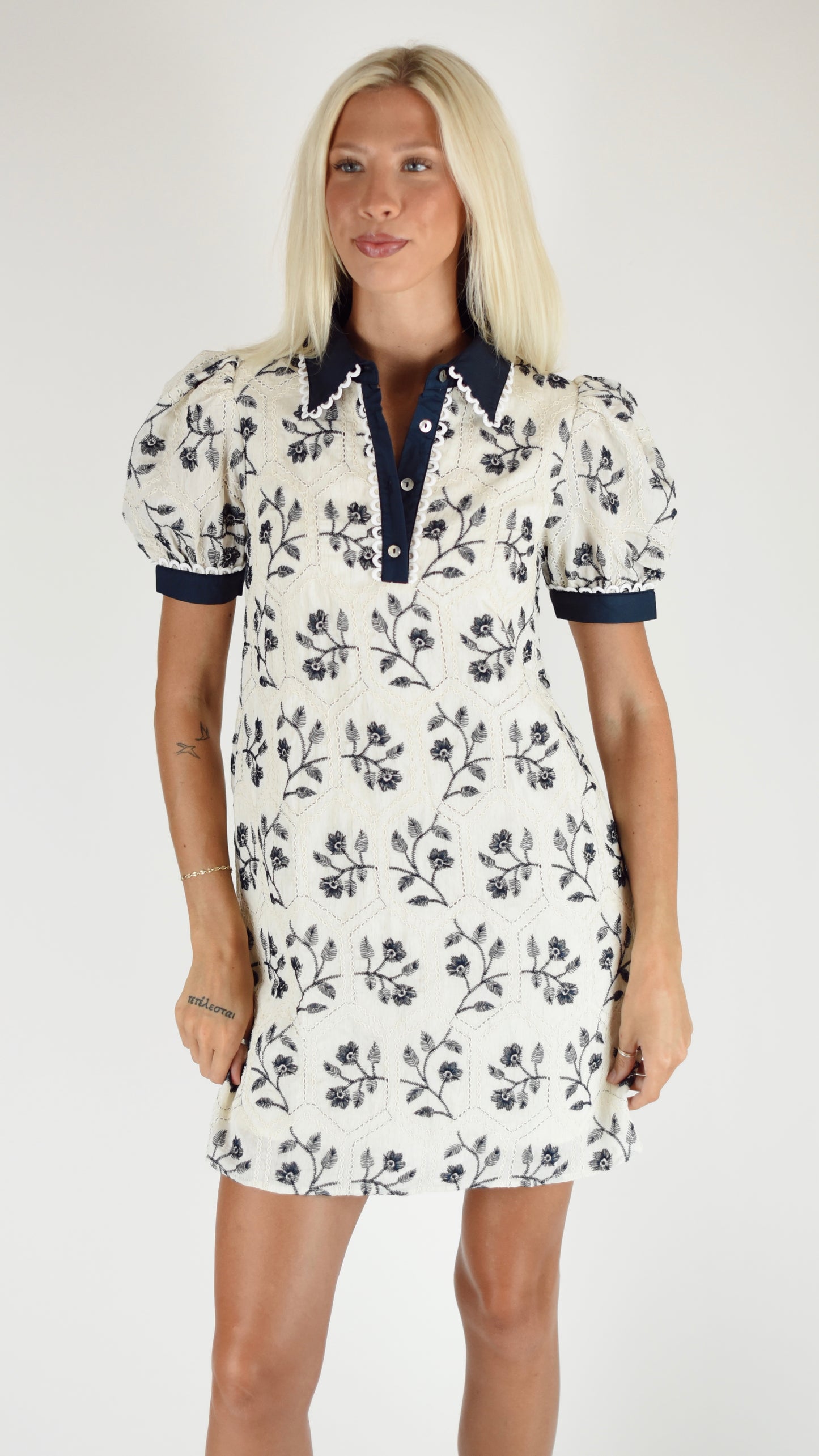 Daphne Navy Cream Dress