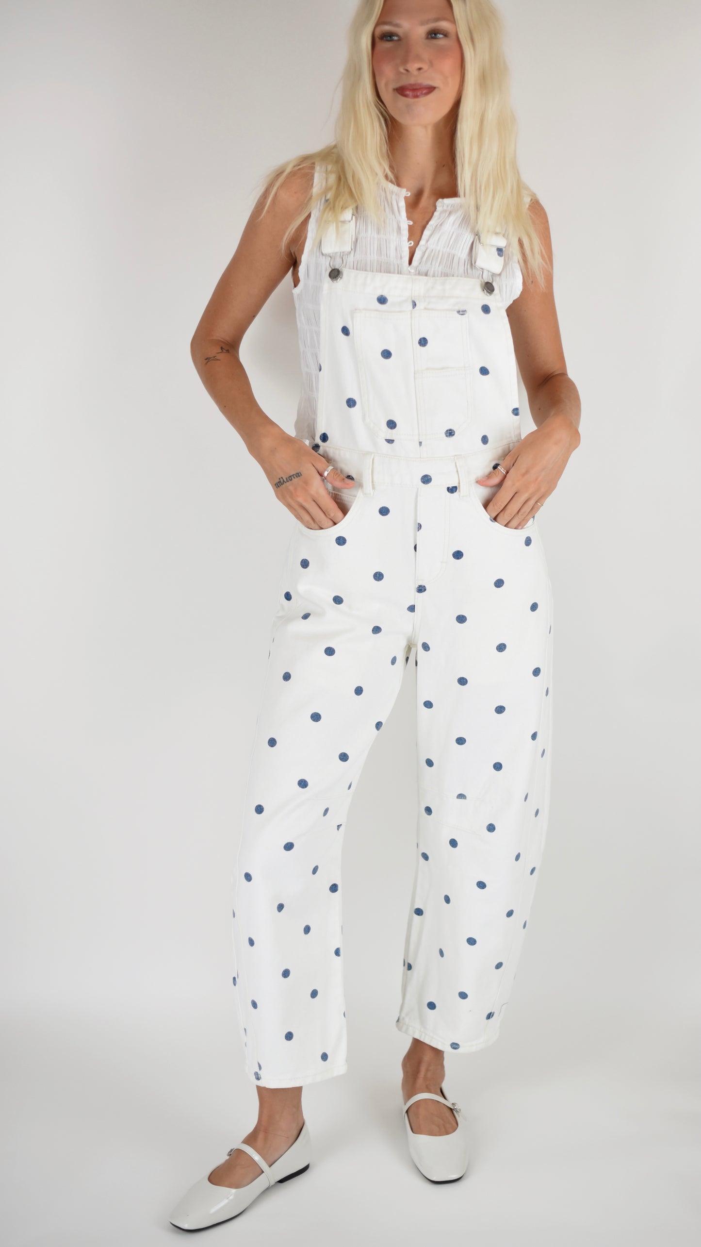 Olivia Cream Polka Dot Bibs