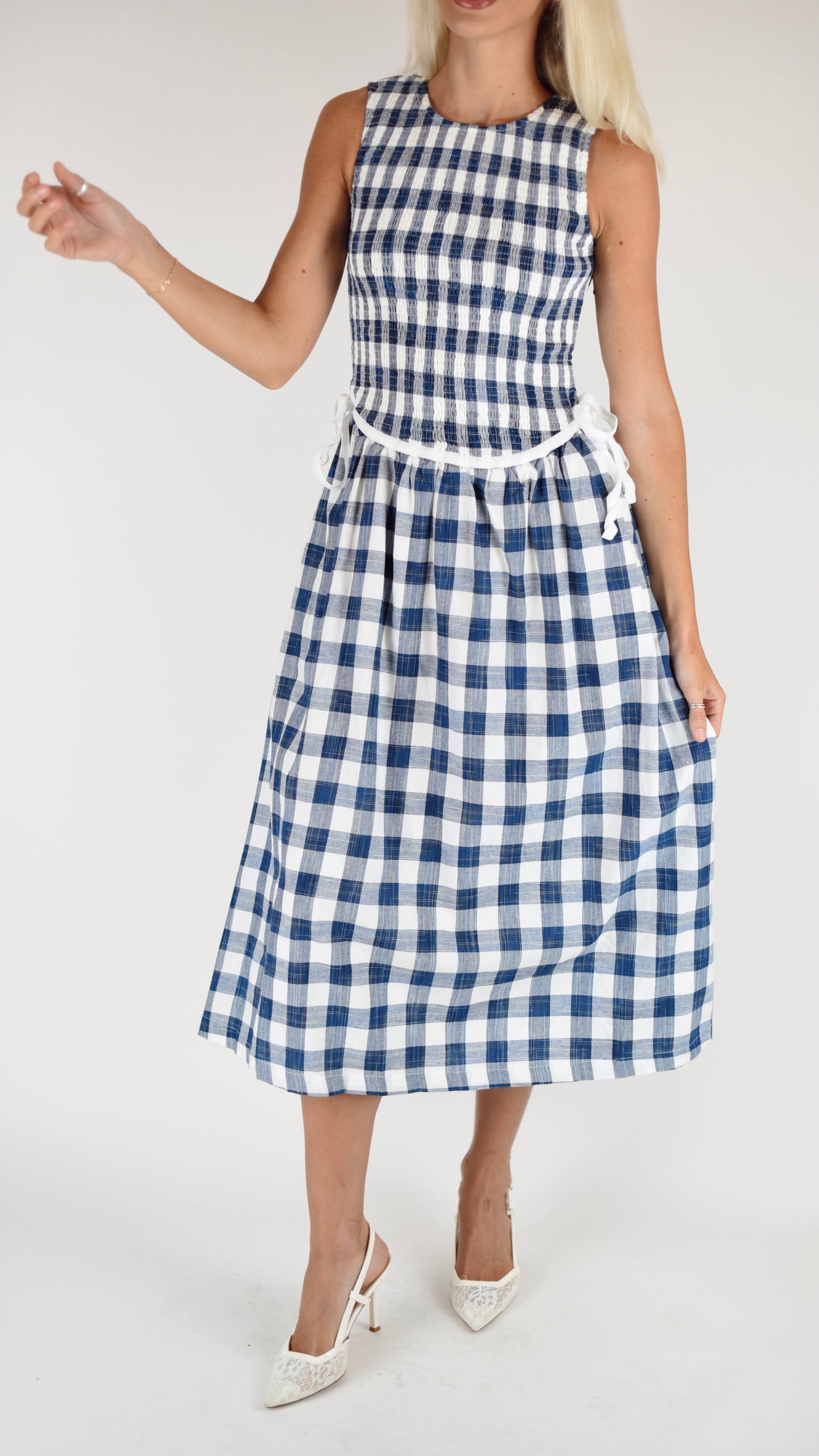 Catherine Navy Gingham Dress