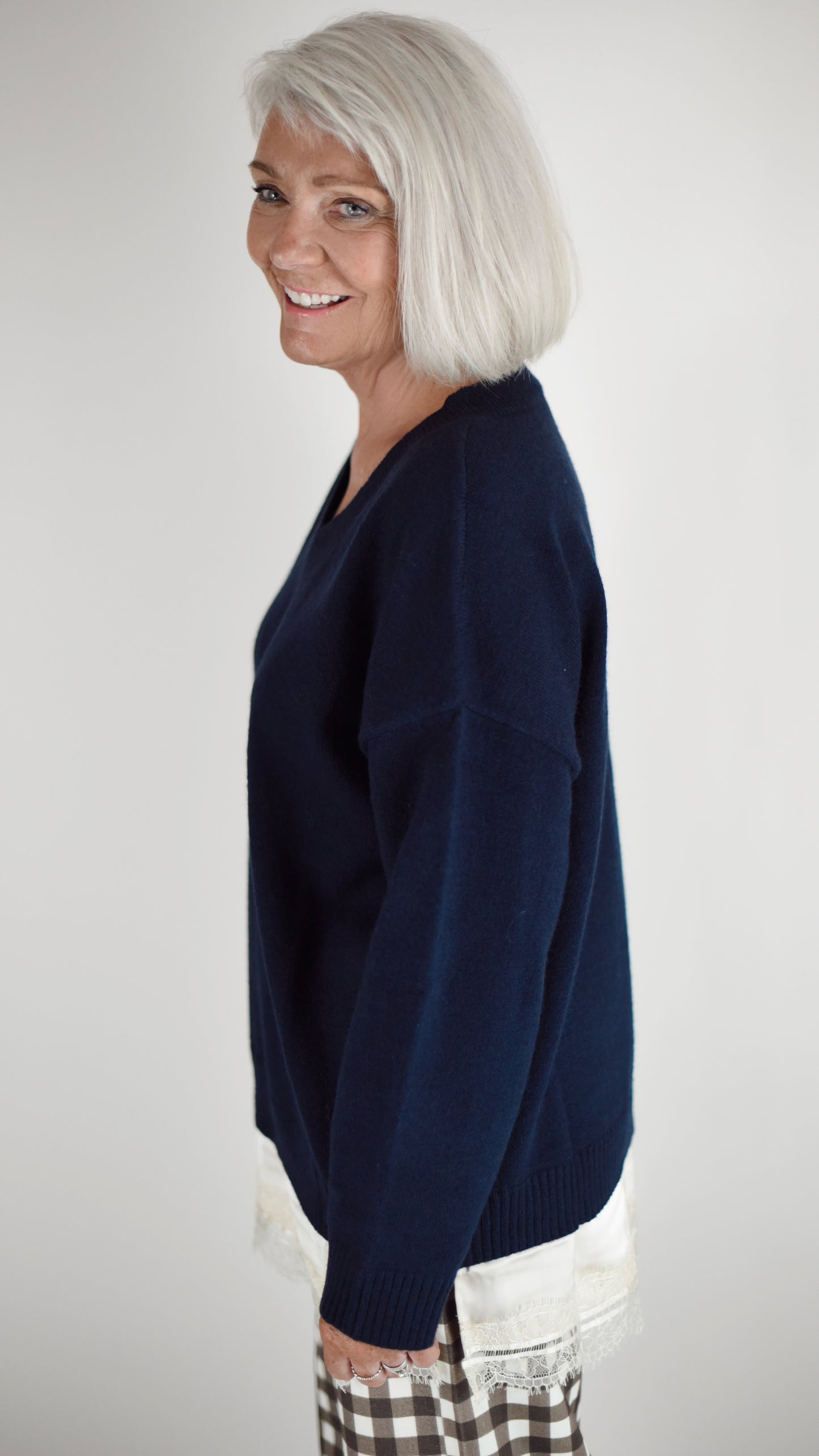 Layla Navy Layered Oversized Sweater