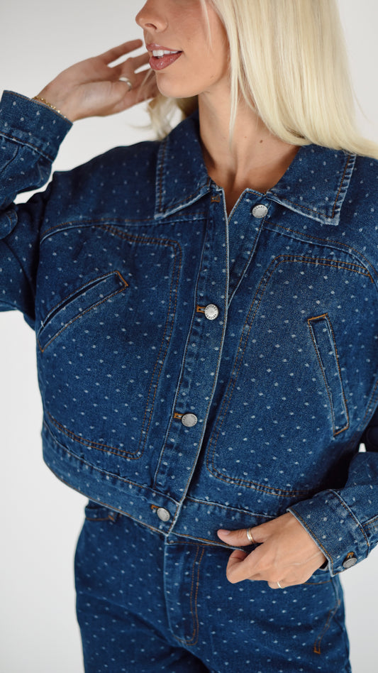 Vicki Dark Denim Polka Dot Jacket