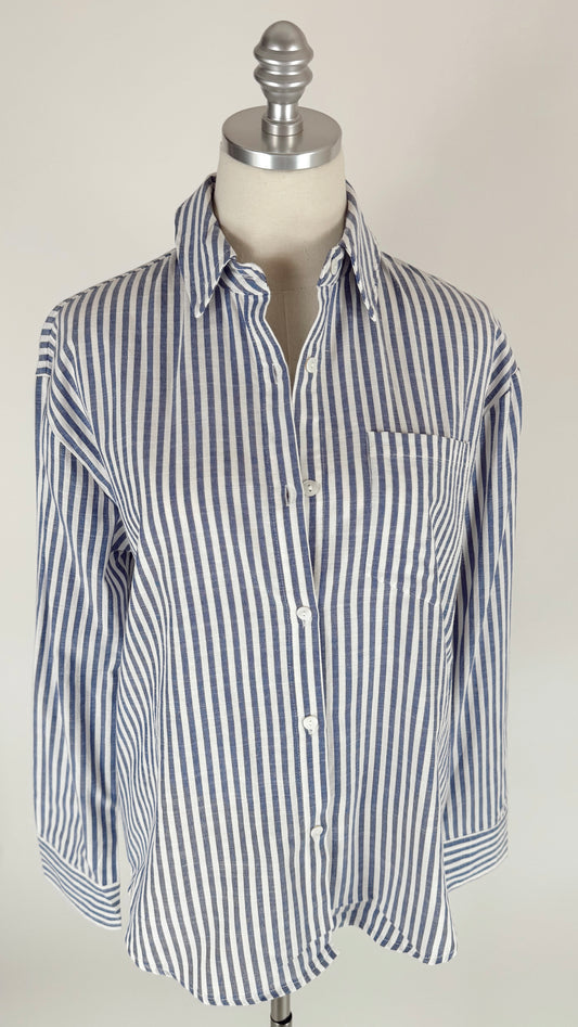 Candis Blue Stripe Collard Shirt