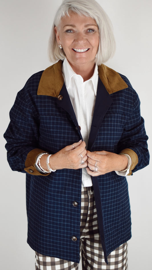Barbra Navy Reversible Barn Jacket