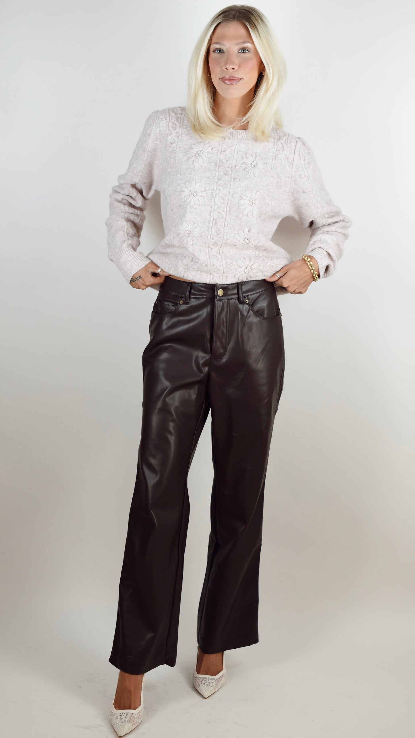 Roxy Brown Faux Leather Pant