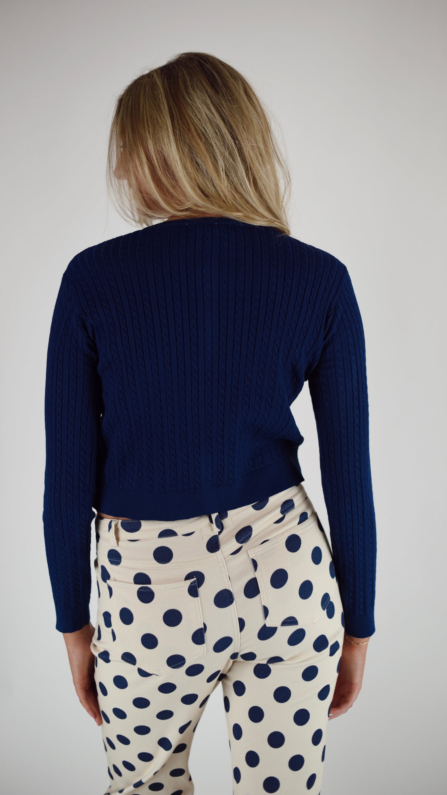 Margret Navy Dot Straight Pant