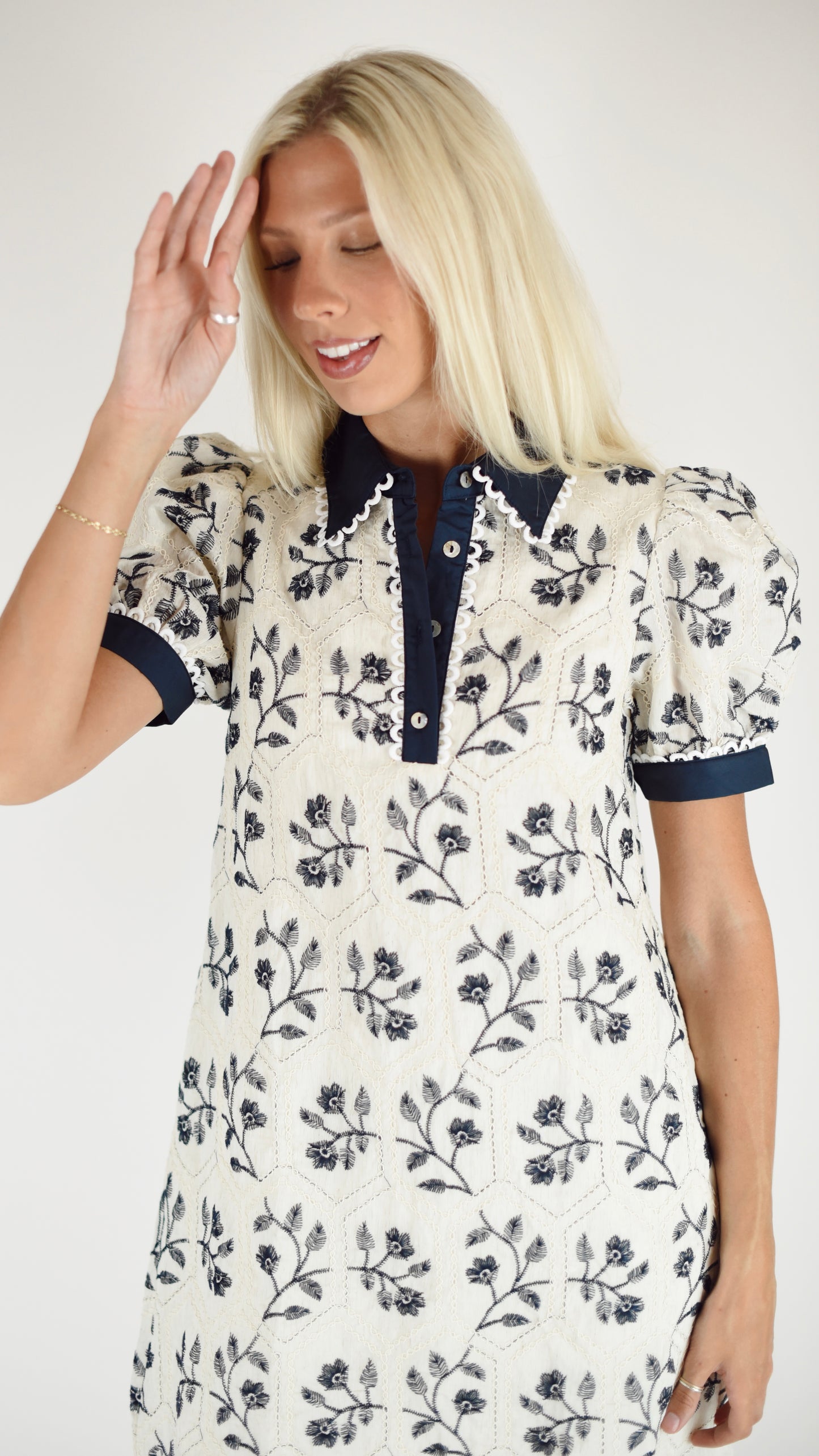 Daphne Navy Cream Dress