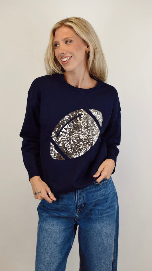 Emma Silver Football Sweater