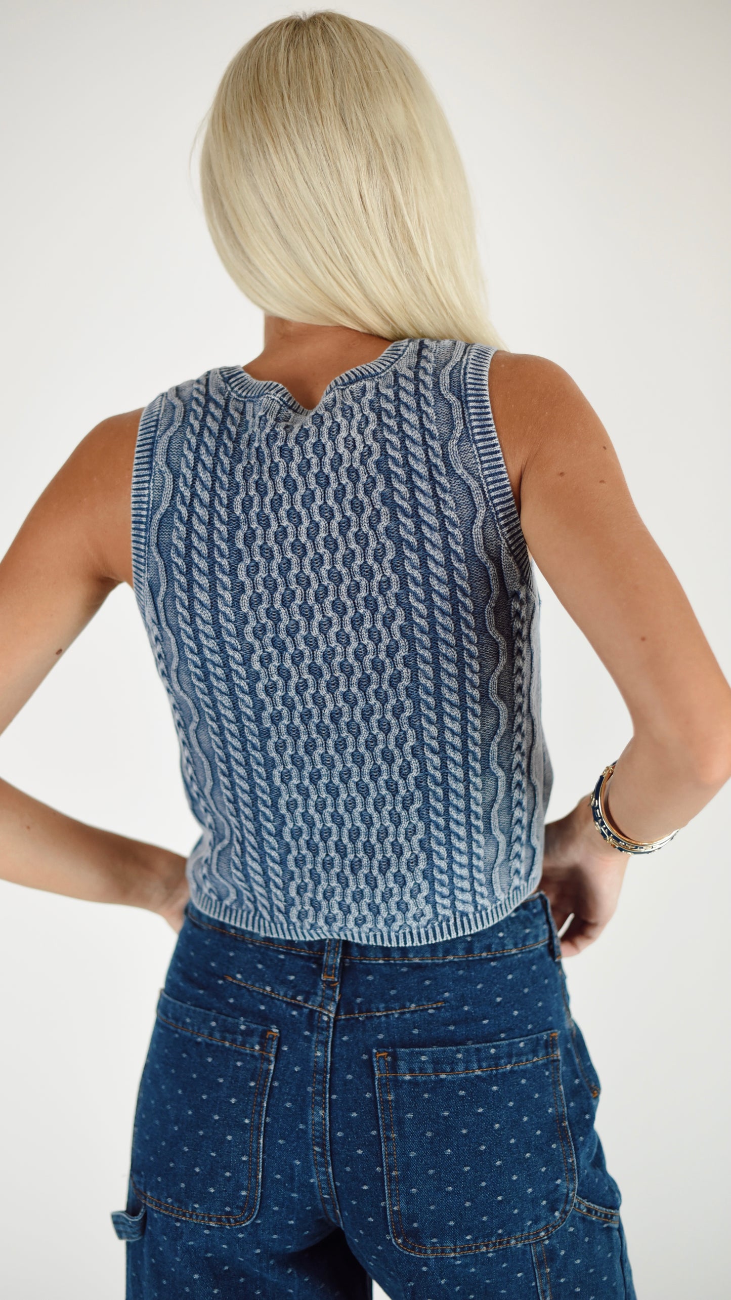 Edith Blue Cable Knit Tank