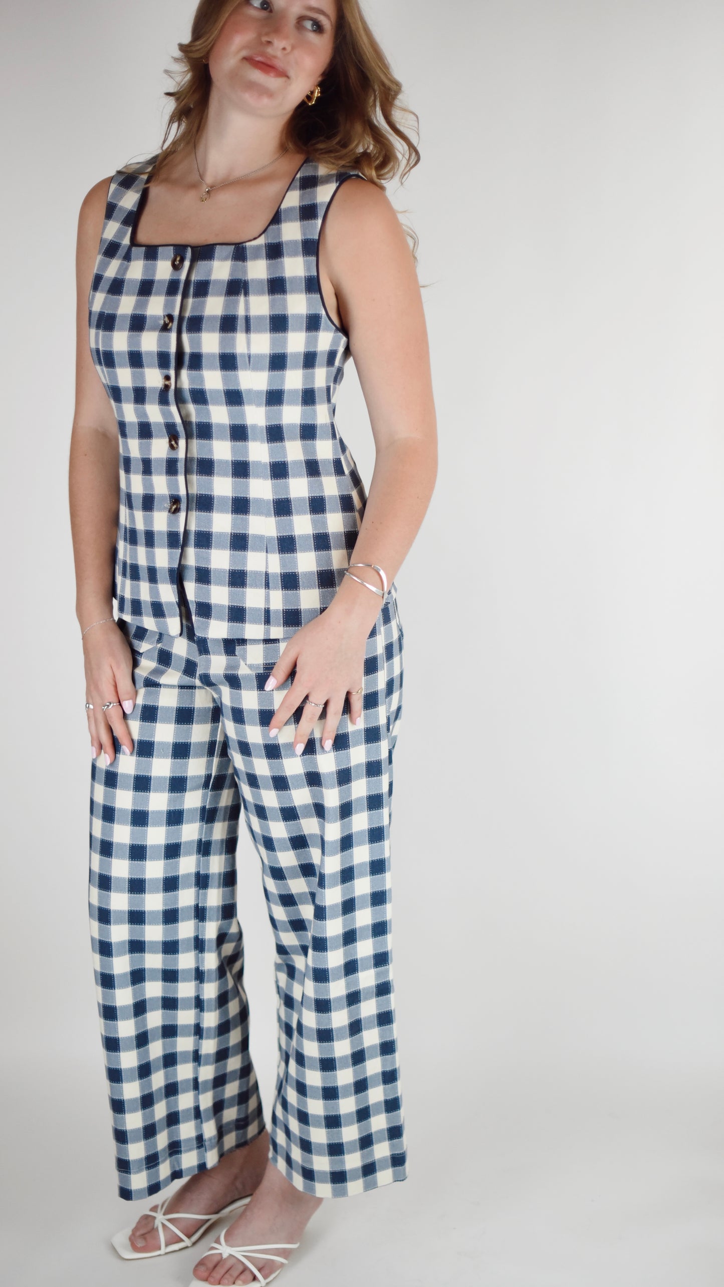 Belinda Blue Plaid Top