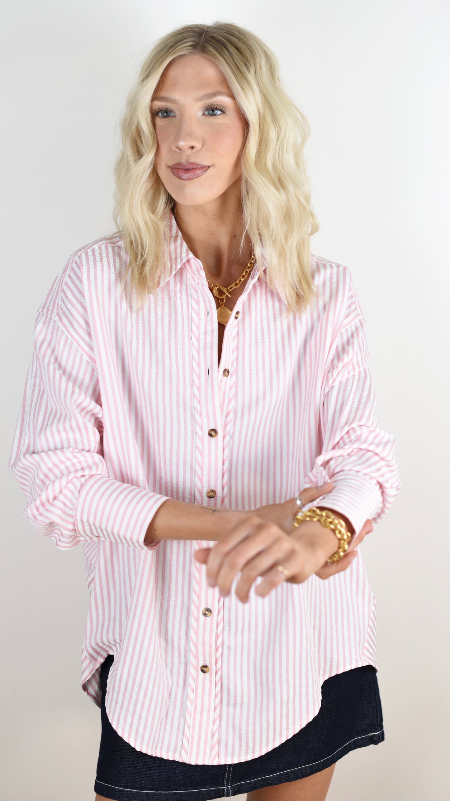 Anna Pink Button Down