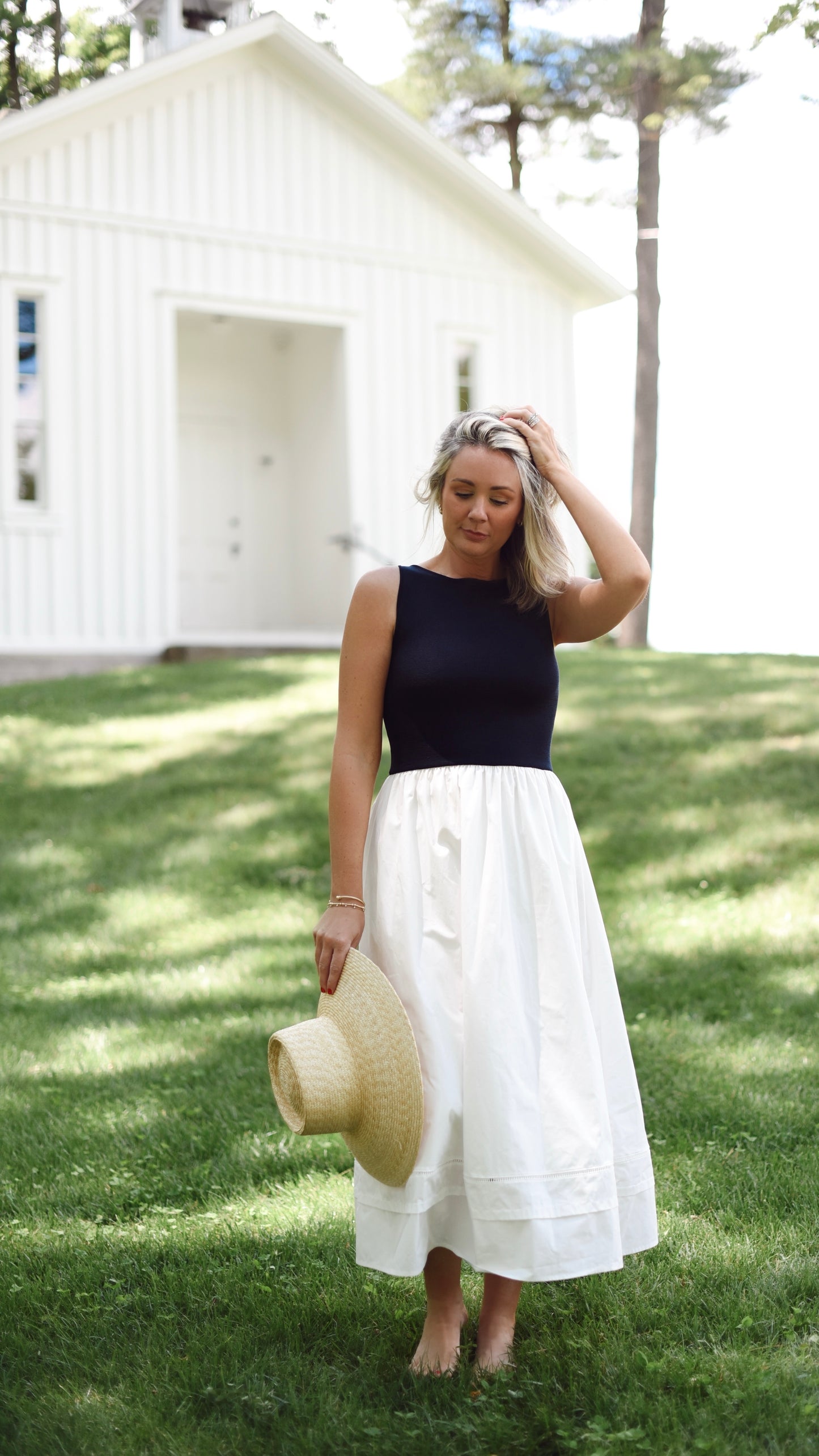 Rosa Navy and White Dress