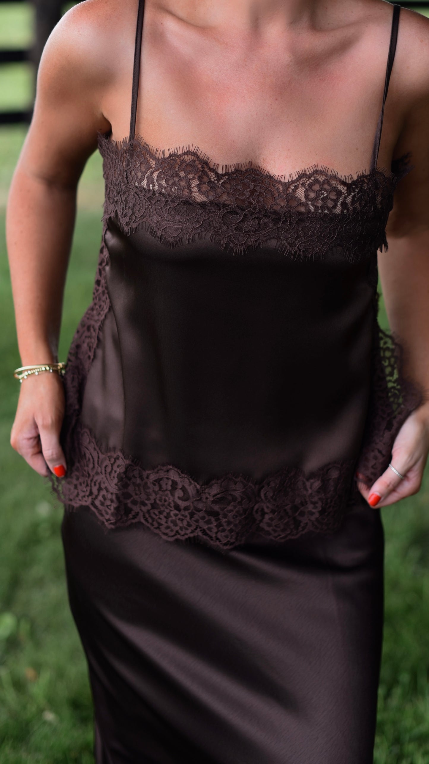 Lillian Brown Lace Tank Top