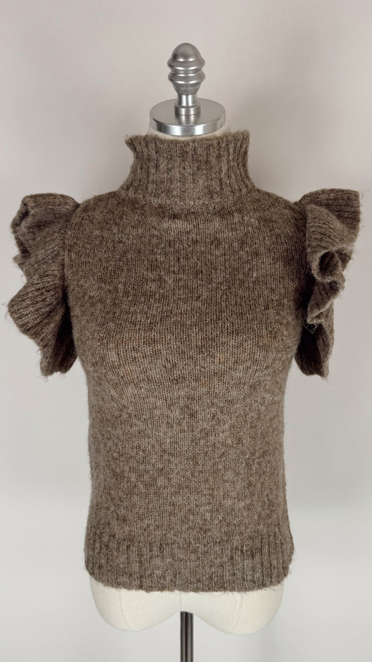 Nora Taupe Ruffle Sleeve Sweater