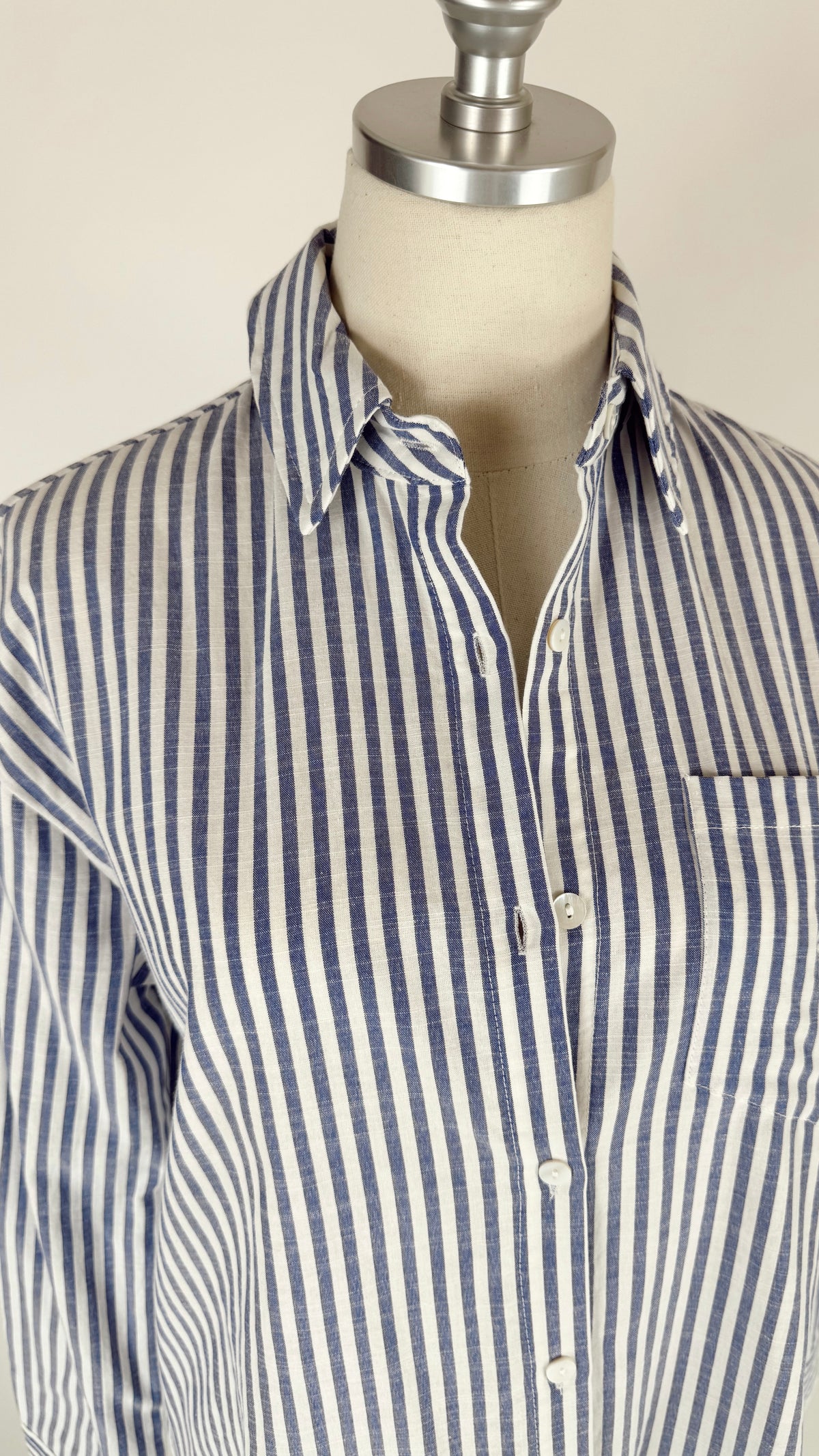 Candis Blue Stripe Collard Shirt
