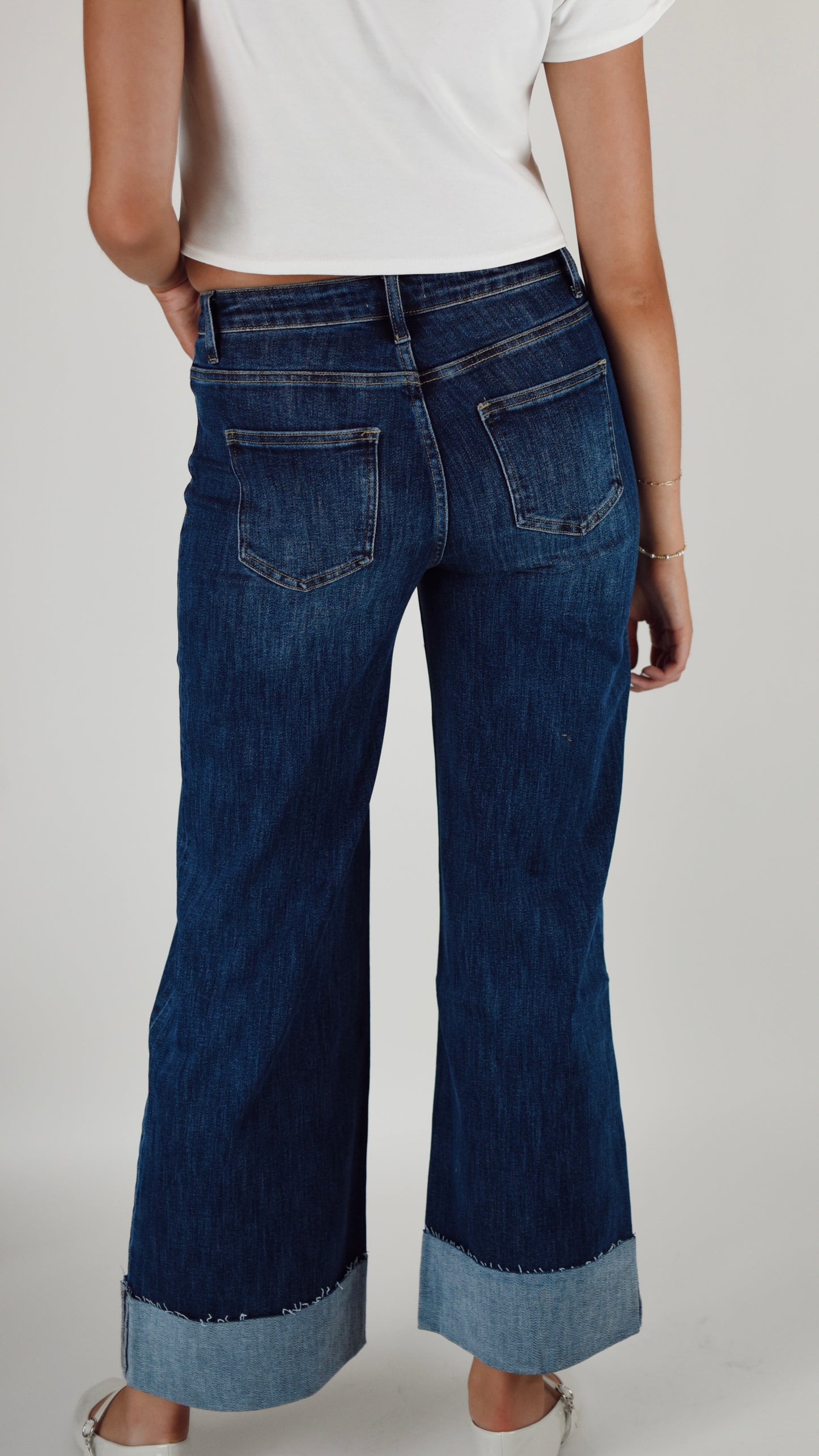 Hannah Cuffed Dark Denim Jeans