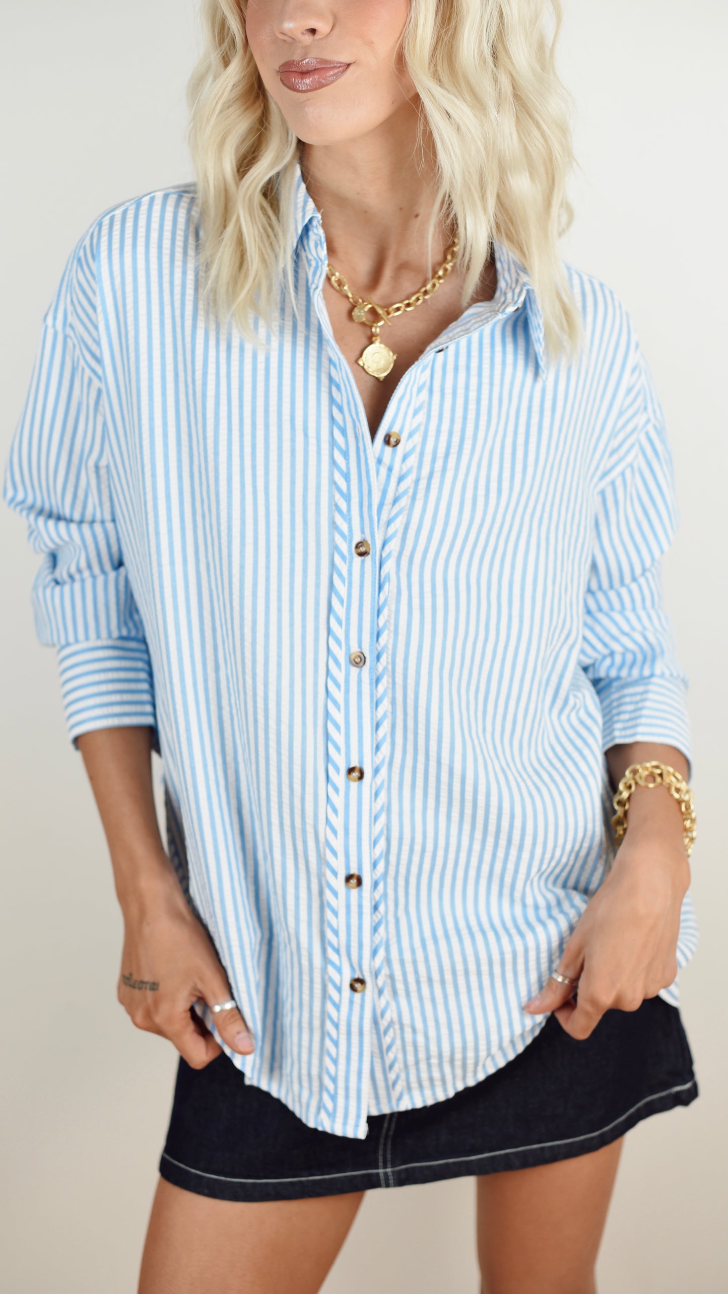 Anna Blue Button Down