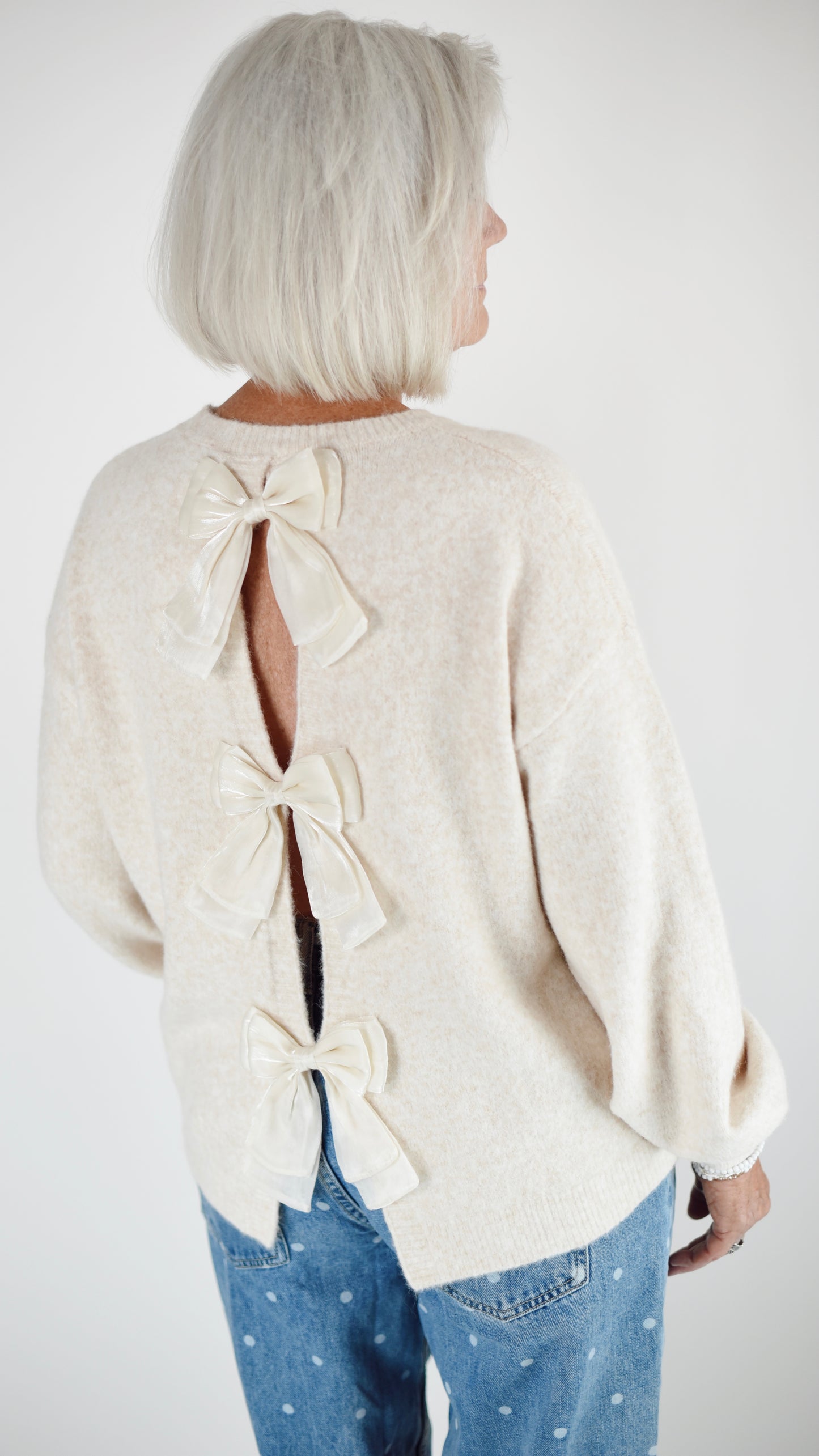 Miranda Bow Back Cream Sweater