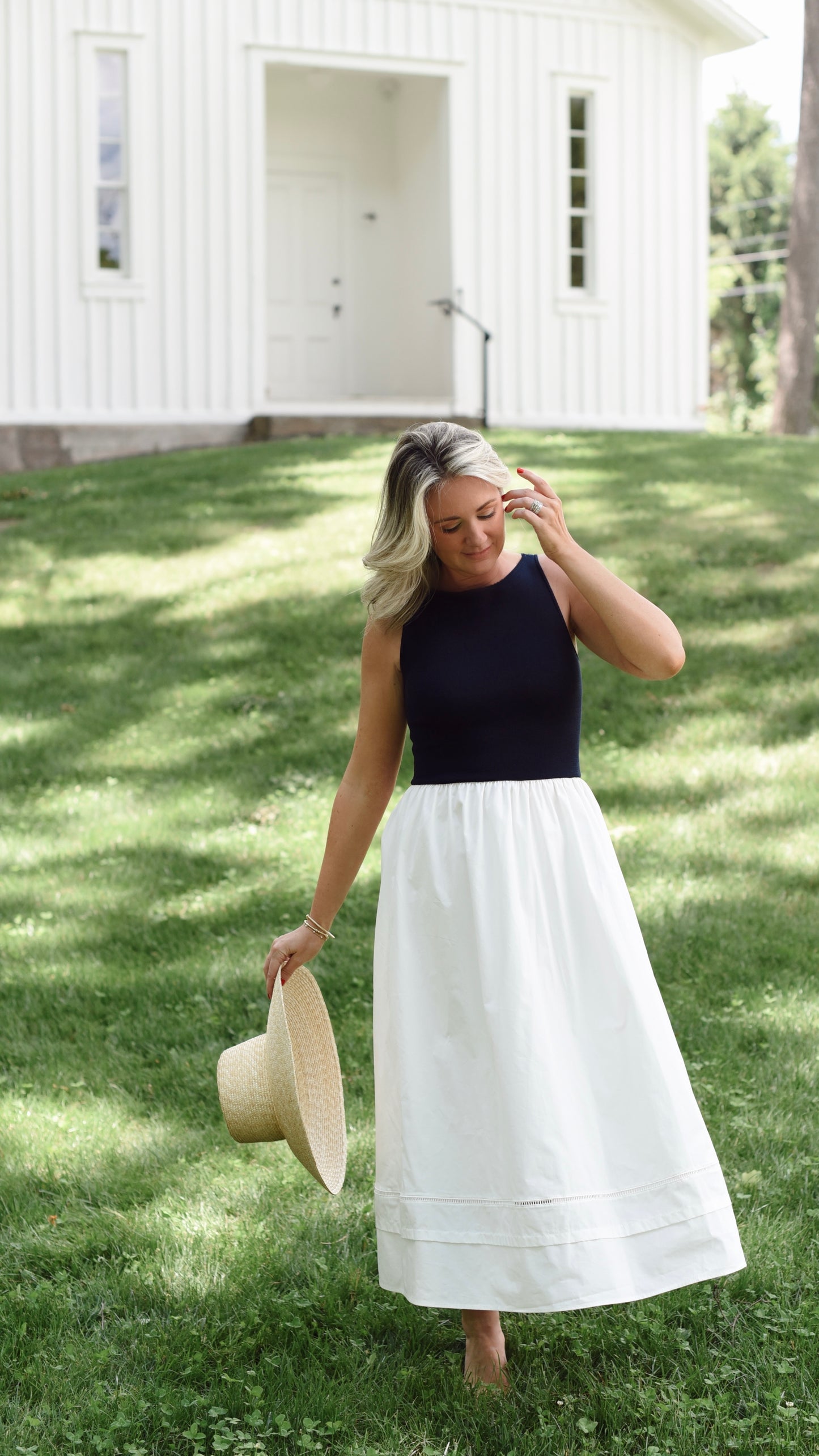 Rosa Navy and White Dress