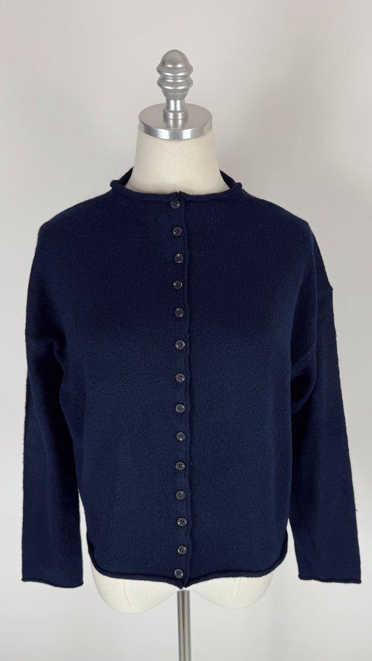 Clara Navy Mock Neck Cardigan
