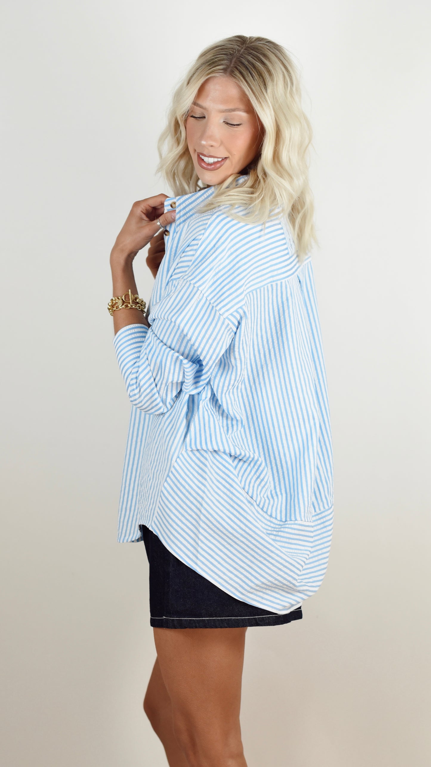 Anna Blue Button Down