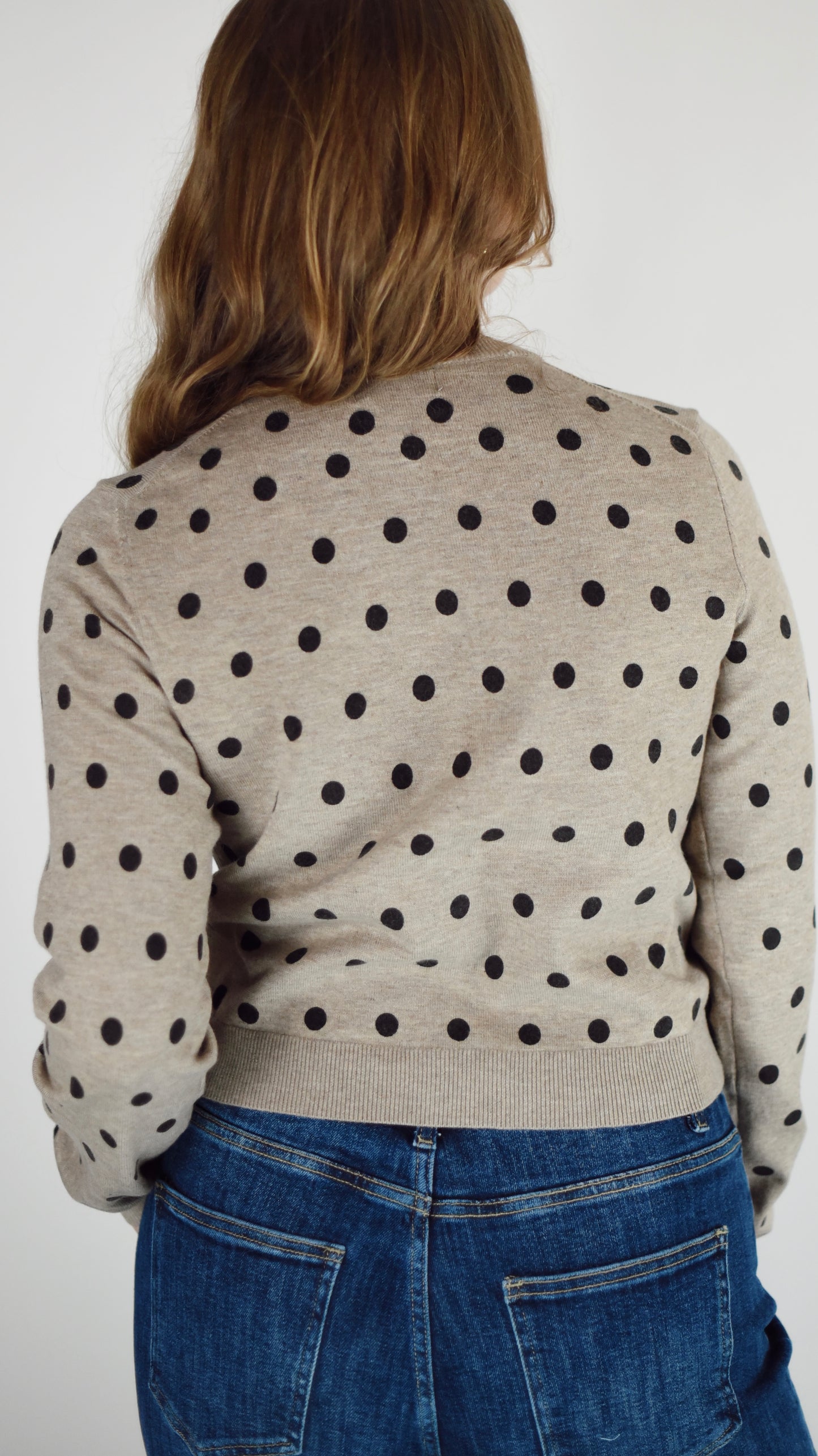 Elizabeth Taupe Polka Dot Cardigan