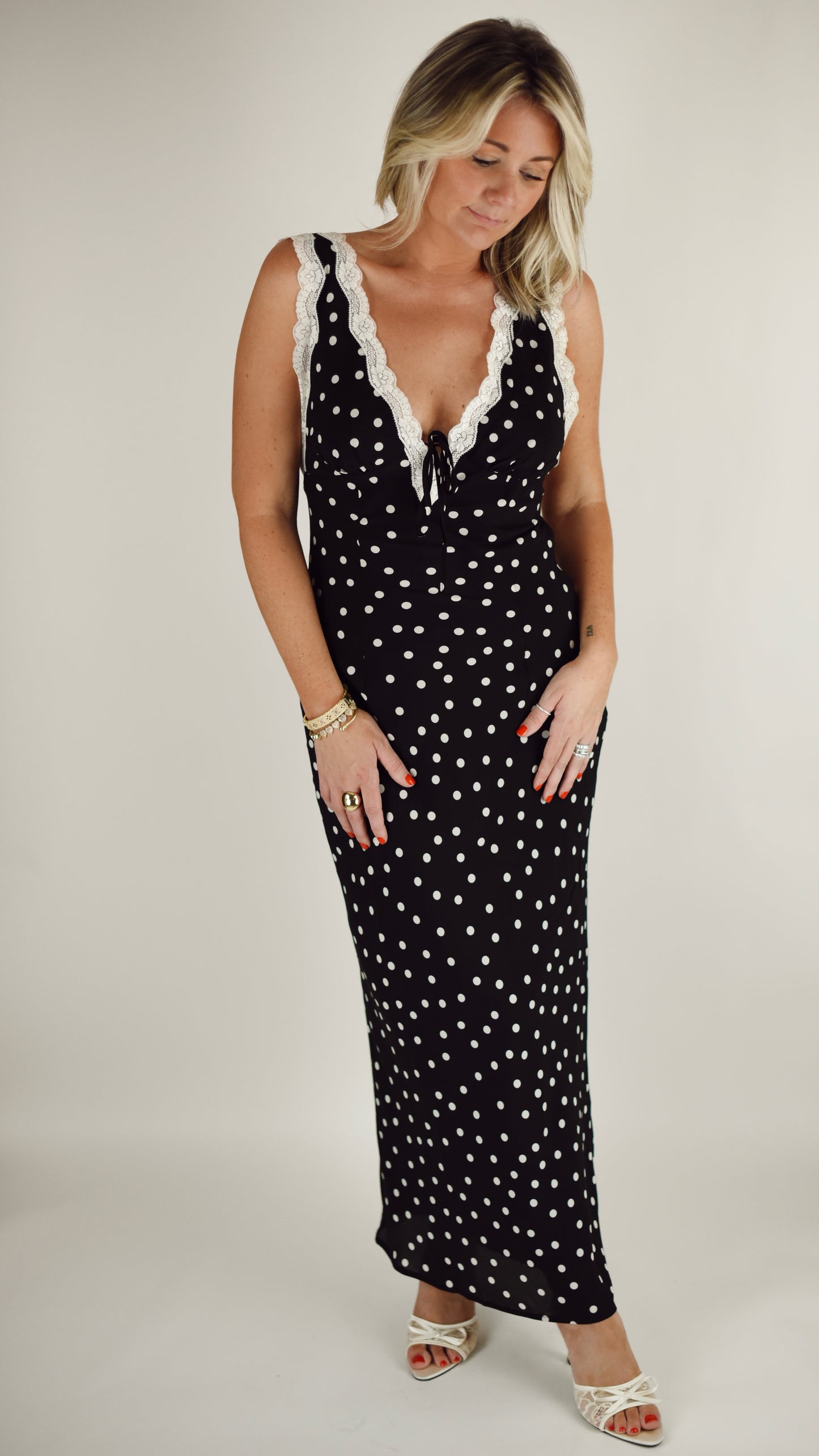 Jenna Black Polka Dot Slip Dress