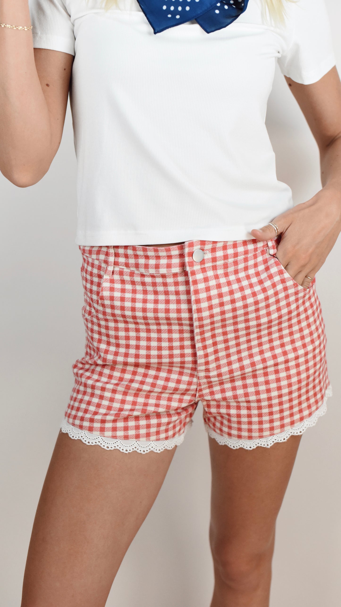 Beth Red Gingham Shorts