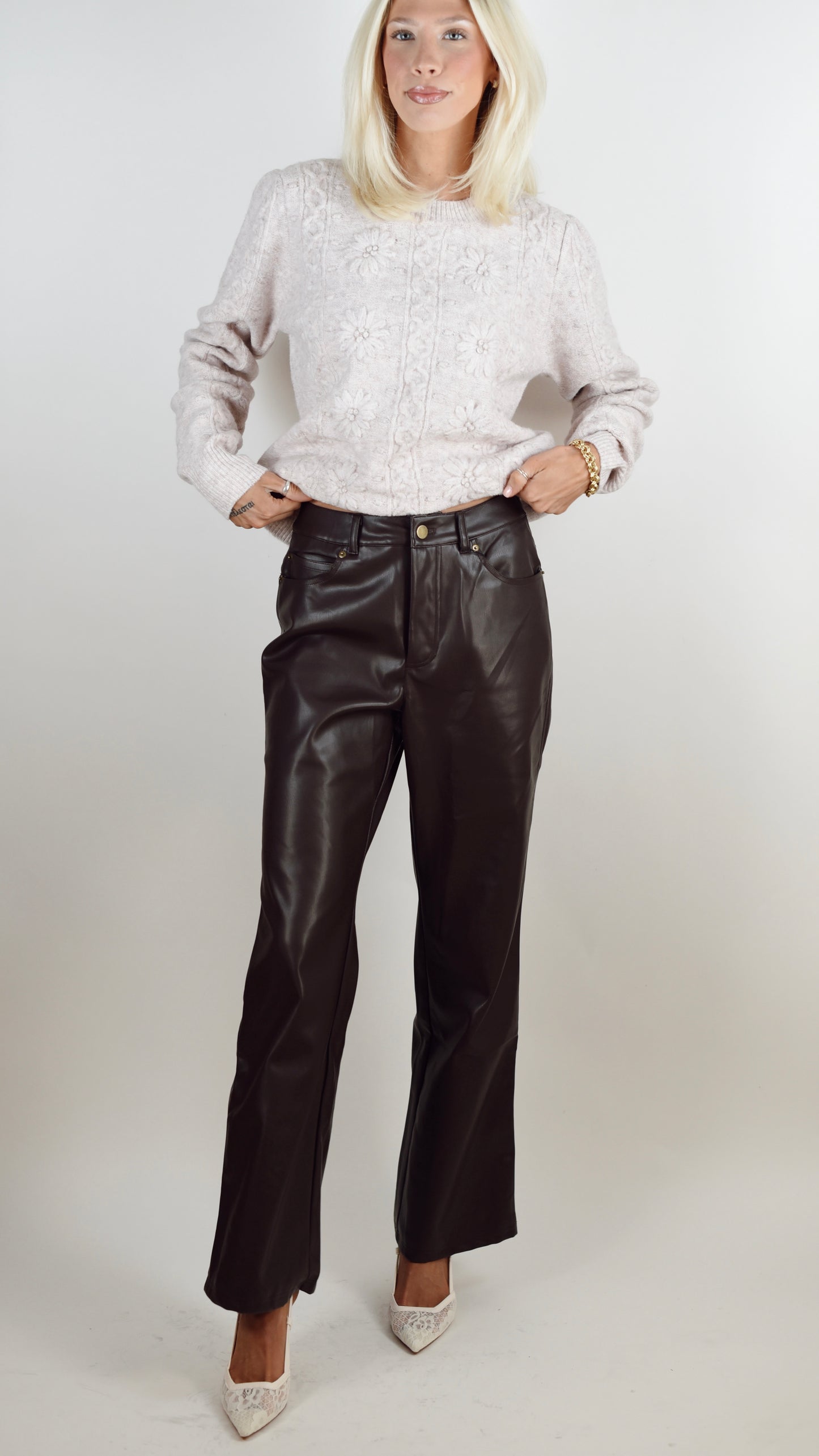 Roxy Brown Faux Leather Pant