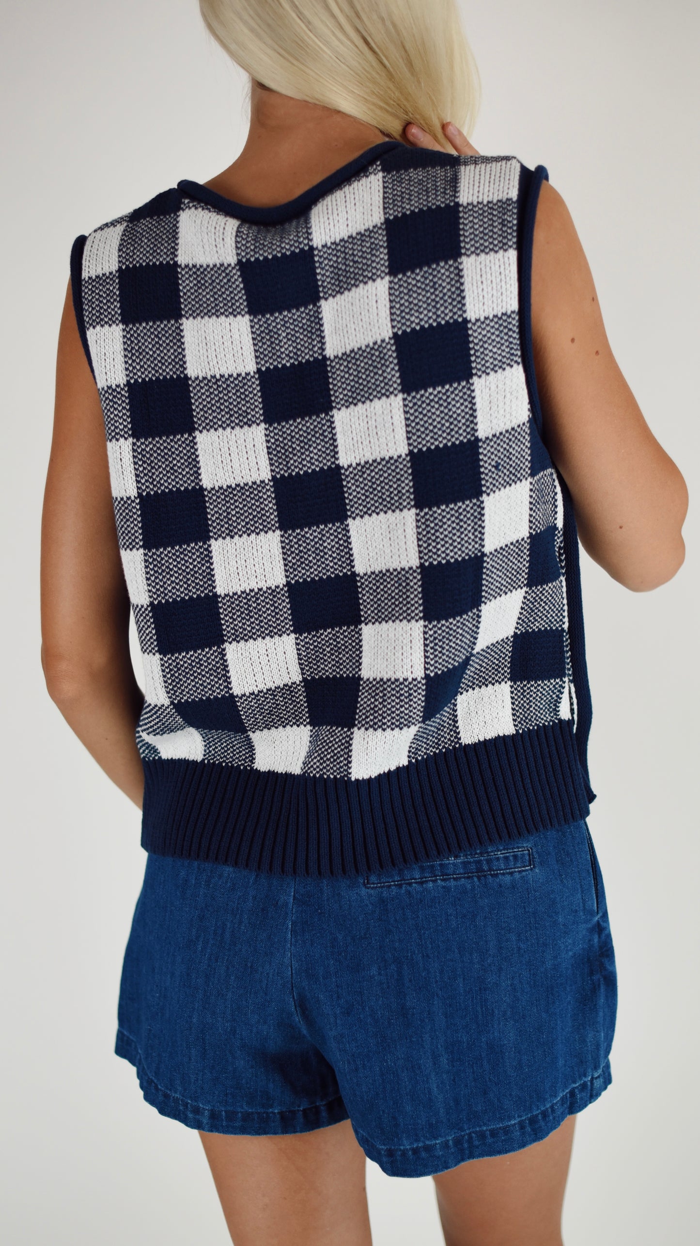Anna Navy Checked Vest