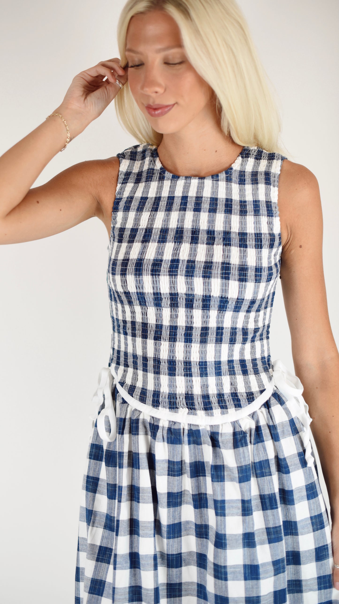 Catherine Navy Gingham Dress