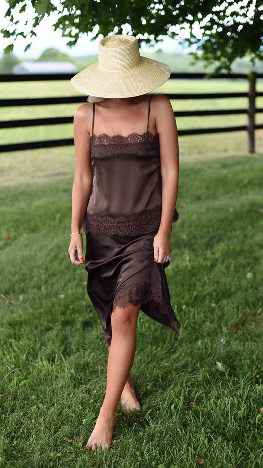 Lillian Brown Lace Tank Top