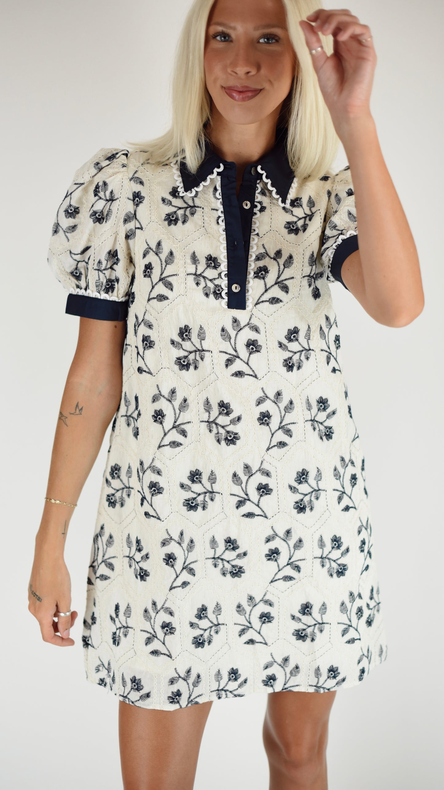 Daphne Navy Cream Dress